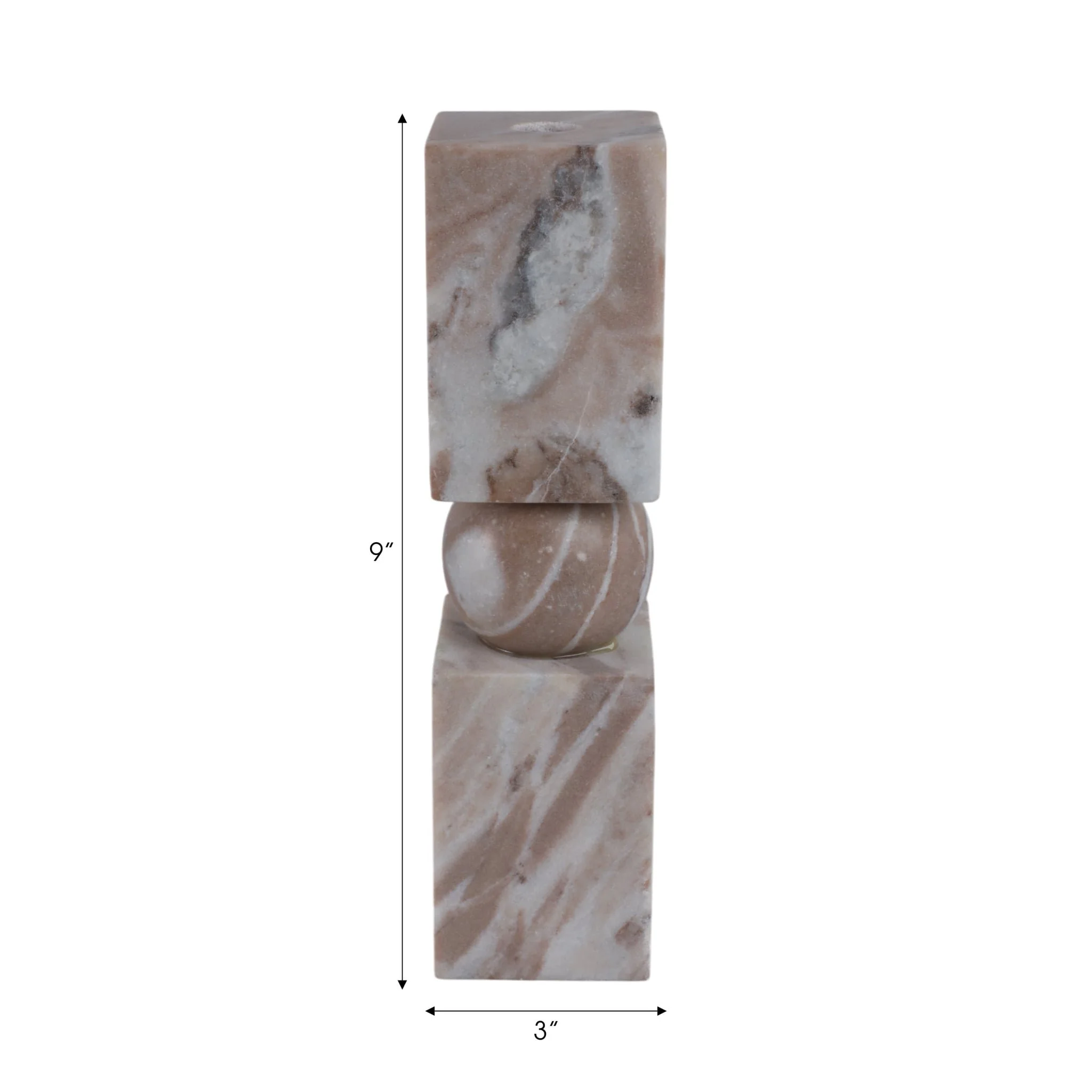 12x3" Chunky Marble Taper Holder, Tan Multi - Image 8