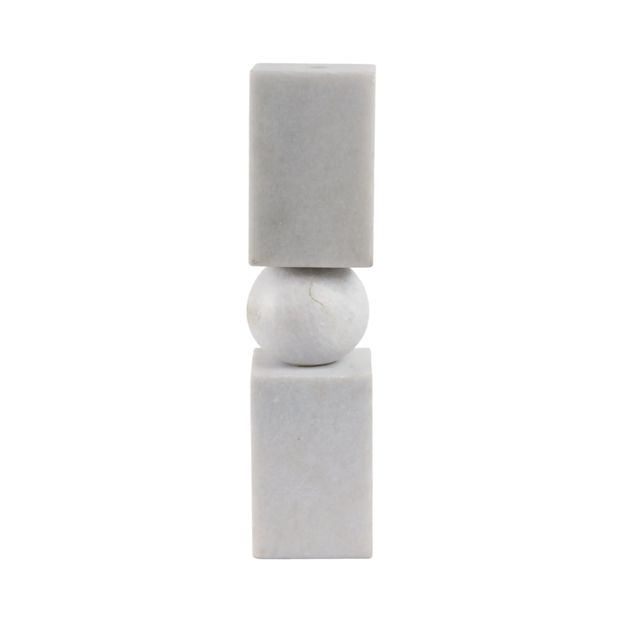 12x3" Chunky Marble Taper Holder, White - Image 4