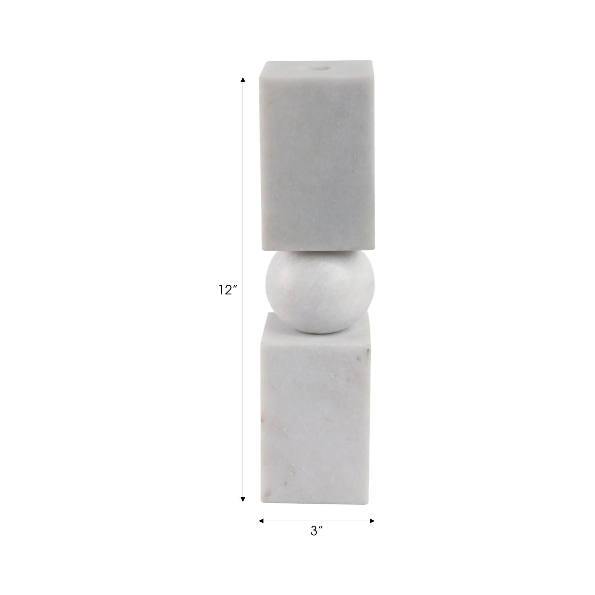 12x3" Chunky Marble Taper Holder, White - Image 8