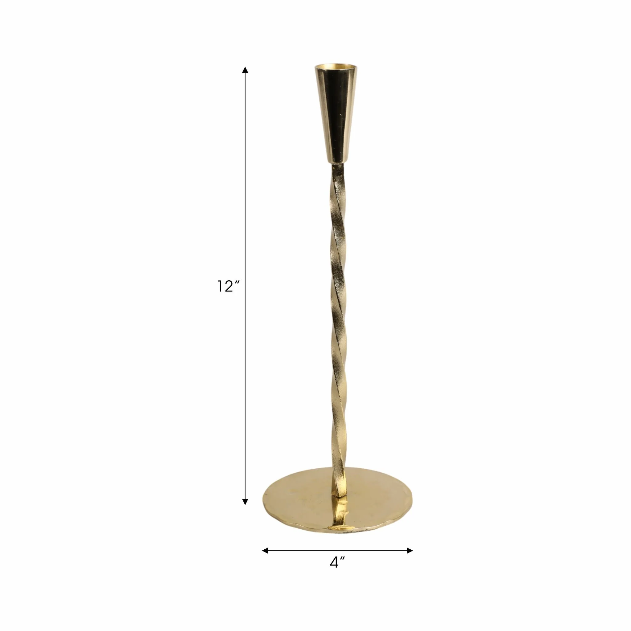 12x4" Twisted Taper Holder, Gold - Image 8