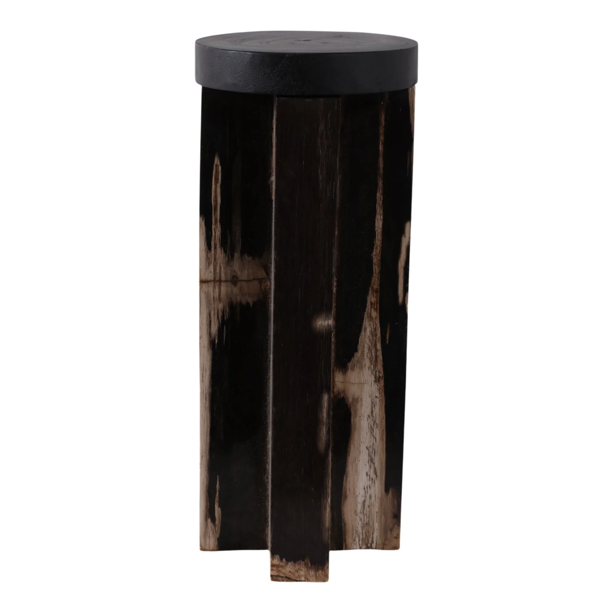 12x5" Petrified Wood Pillar Holder, Brown/black - Image 3