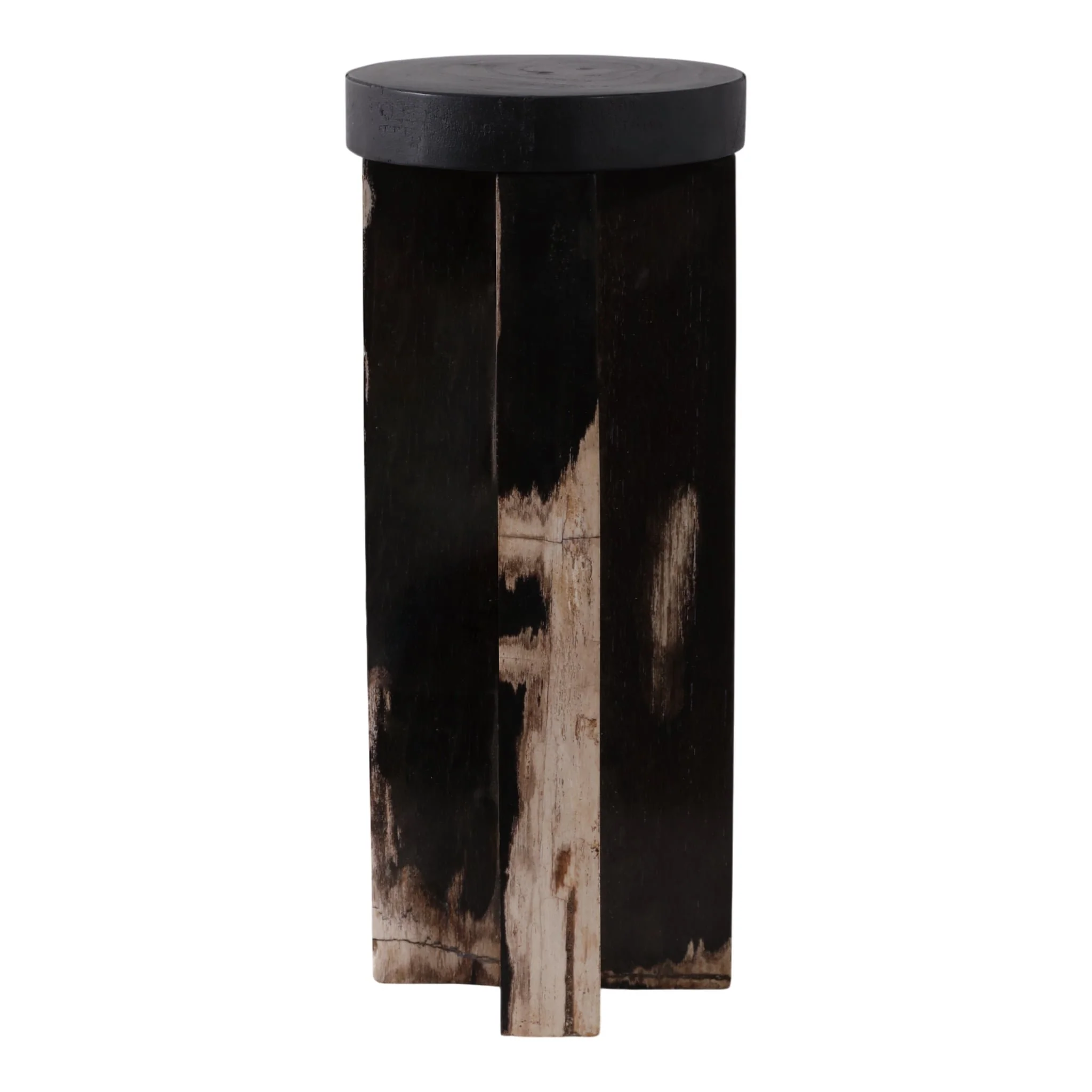 12x5" Petrified Wood Pillar Holder, Brown/black - Image 4