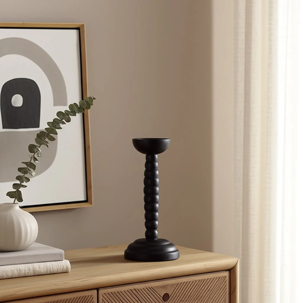 12x5" Stacked Pillar & Taper Holder, Black - Image 4