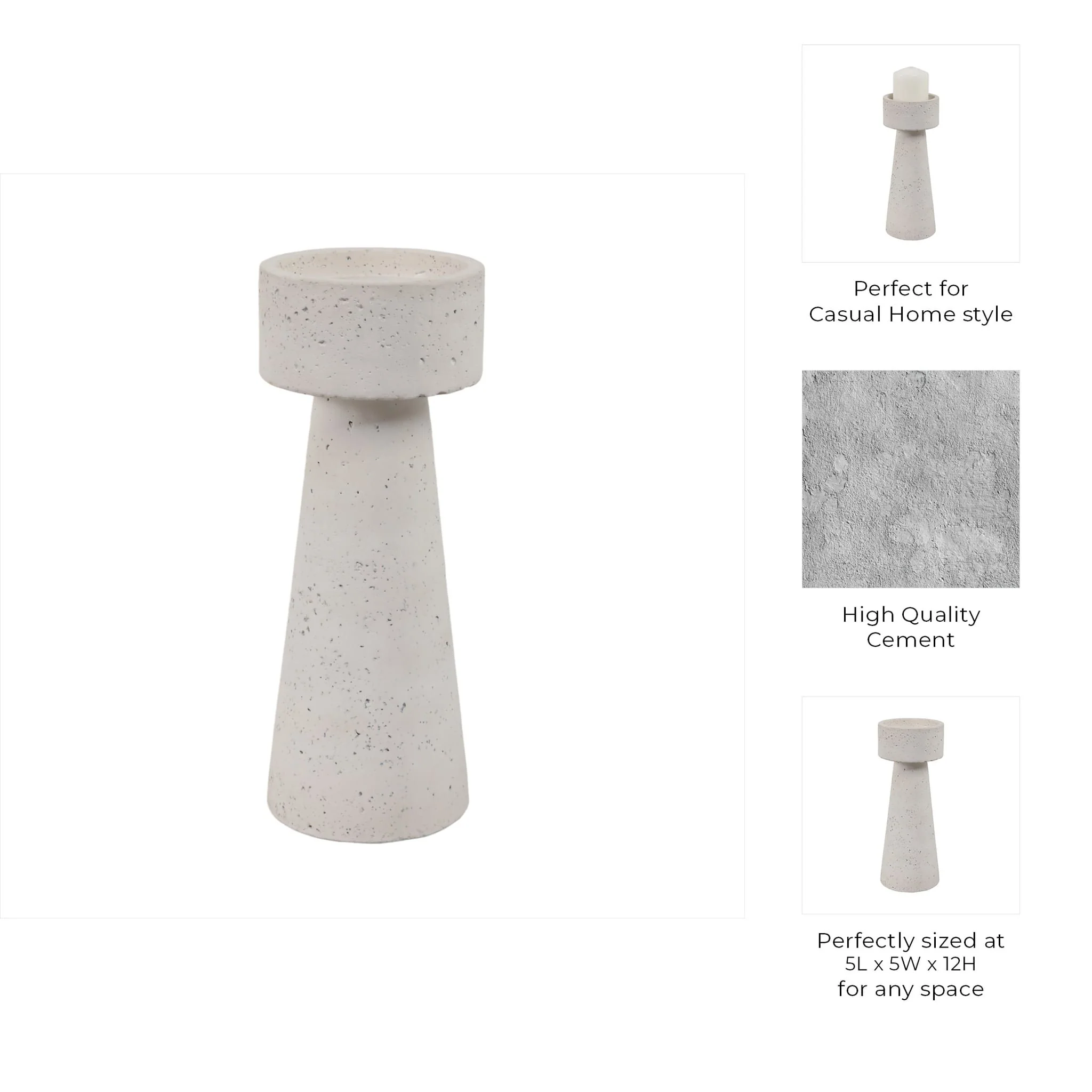 12x5" Taper & Pillar Holder, White - Image 9