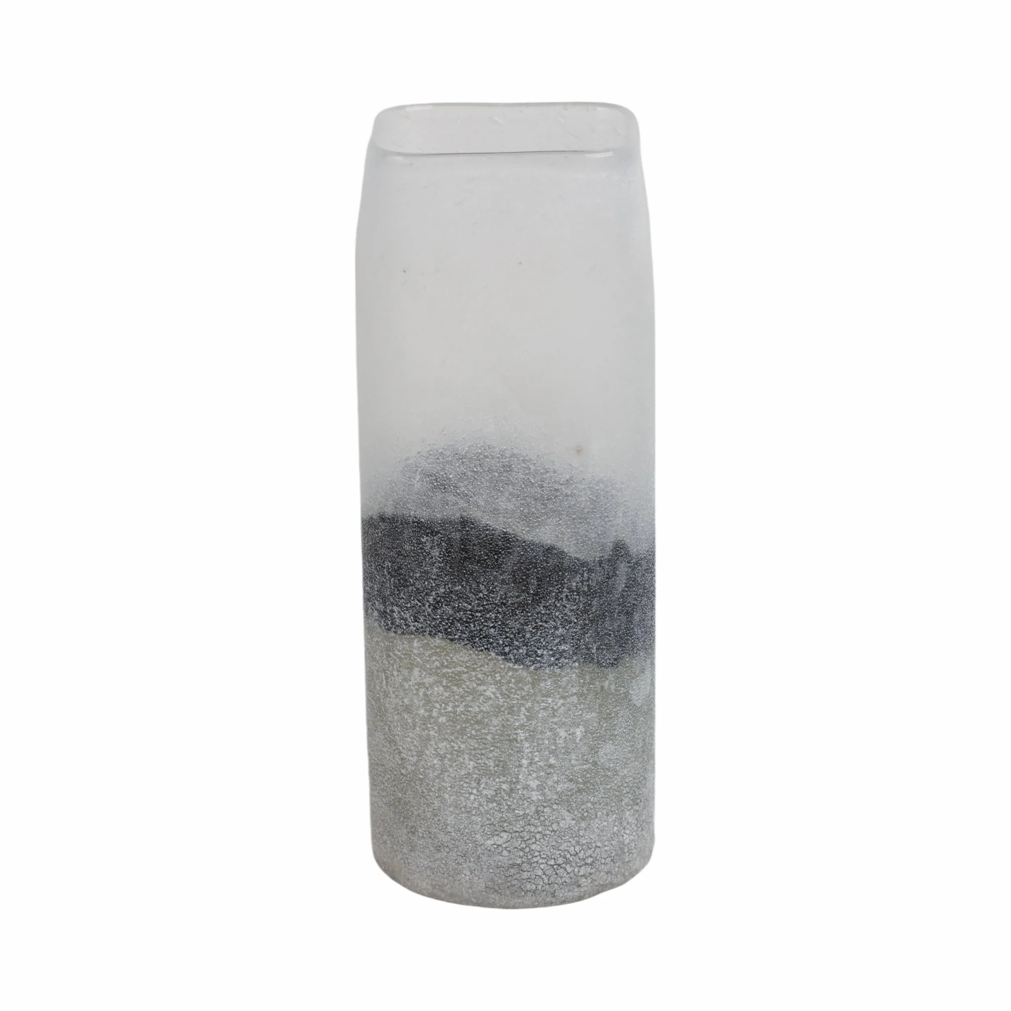 12x6" Ombre Soda Finish Glass Vase, Clear/black - Image 3