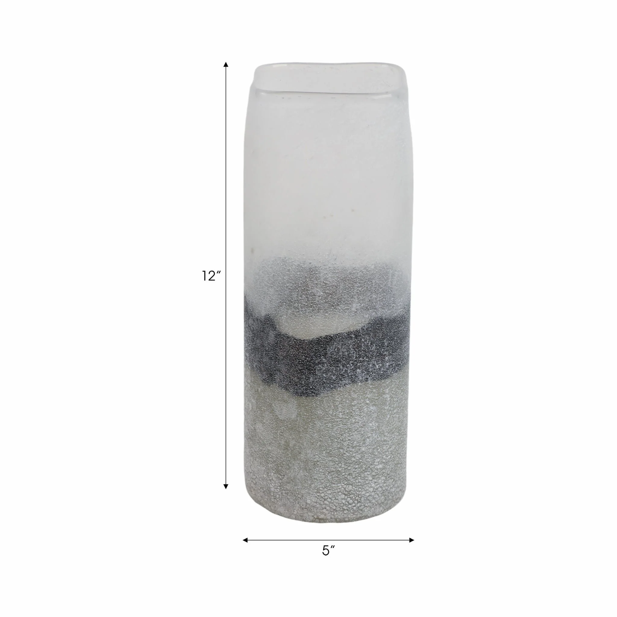 12x6" Ombre Soda Finish Glass Vase, Clear/black - Image 8