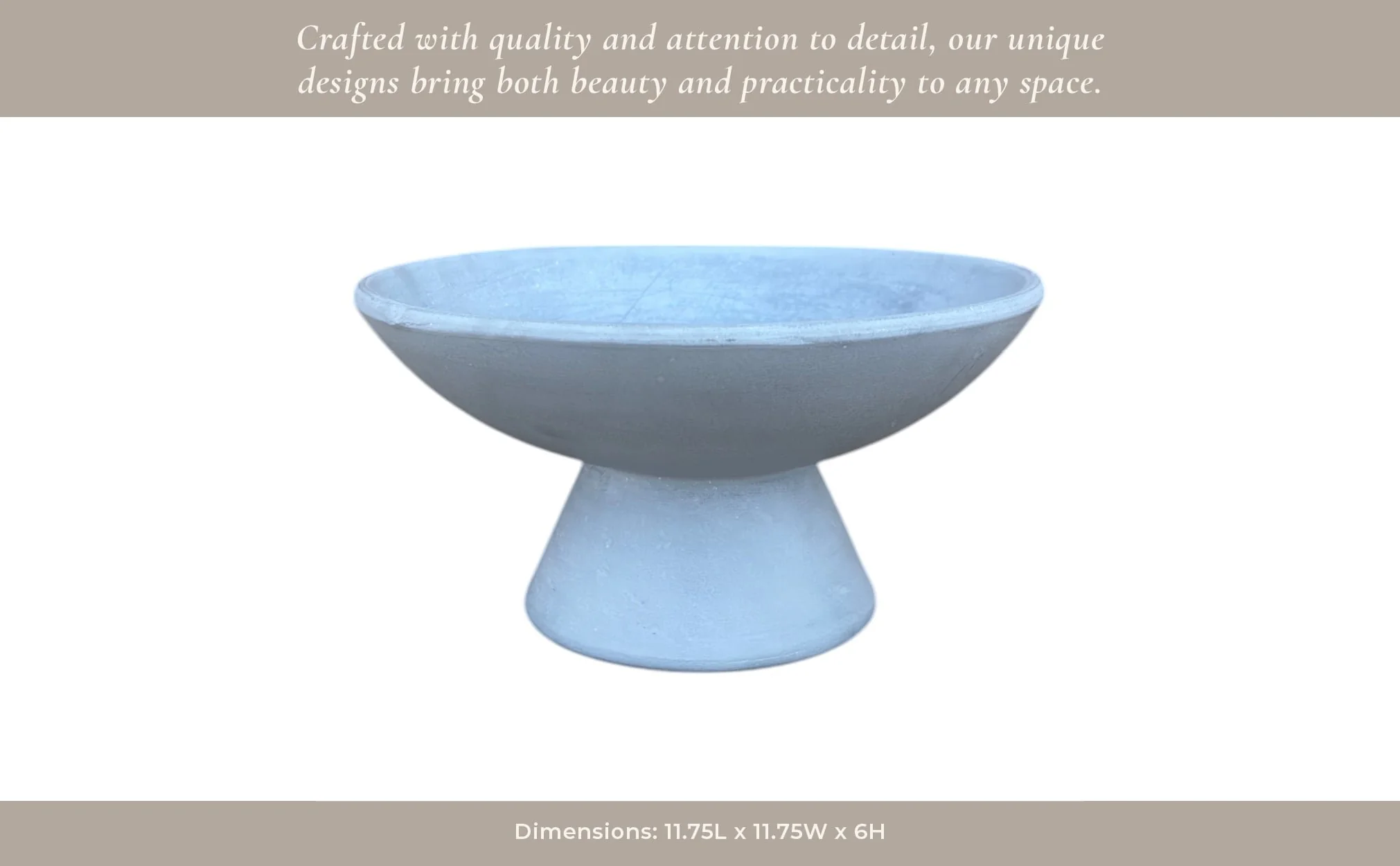 12x6" Terracotta Pedestal Bowl, Blue - Image 14