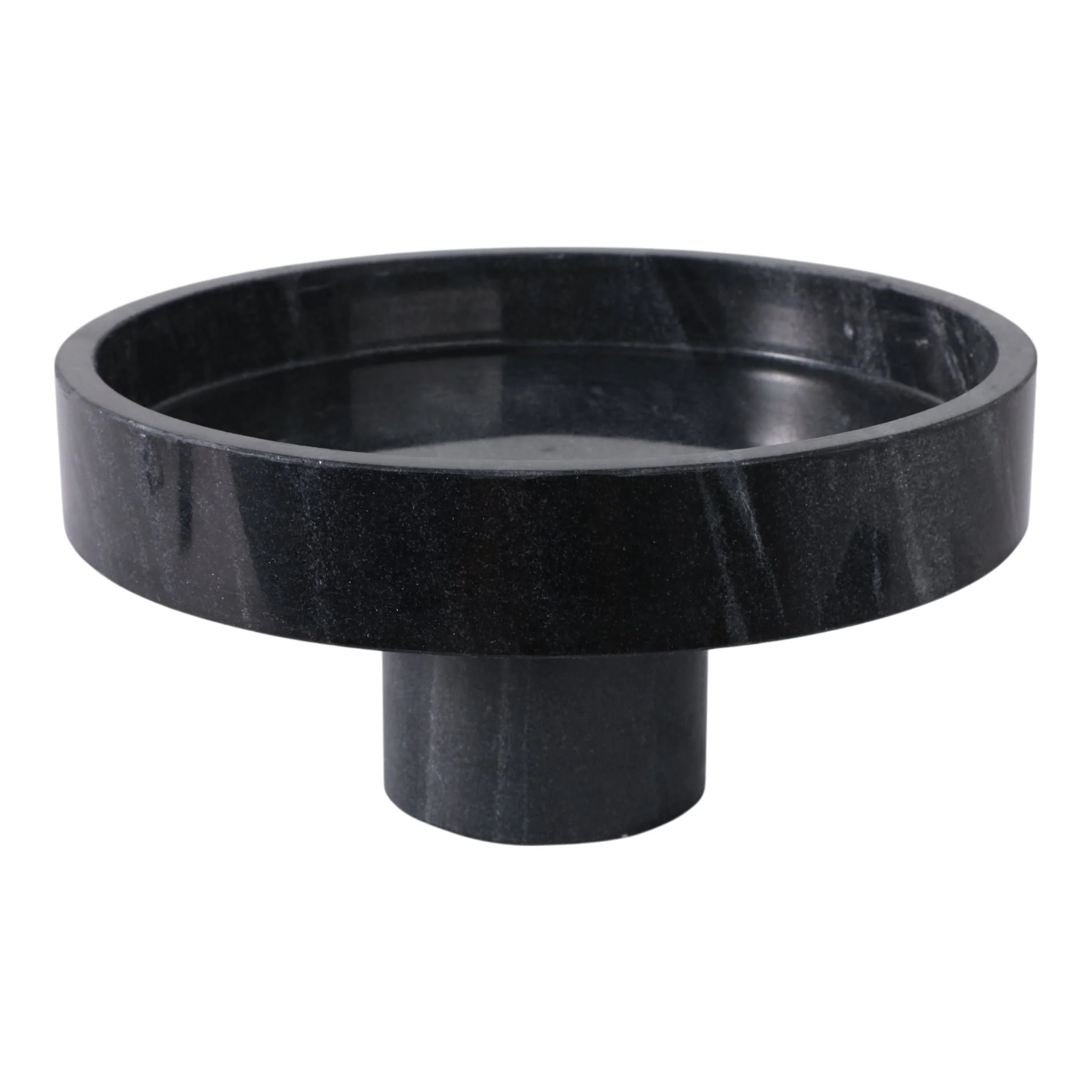 12x6"marble Pedestal Bowl, Black - Image 3