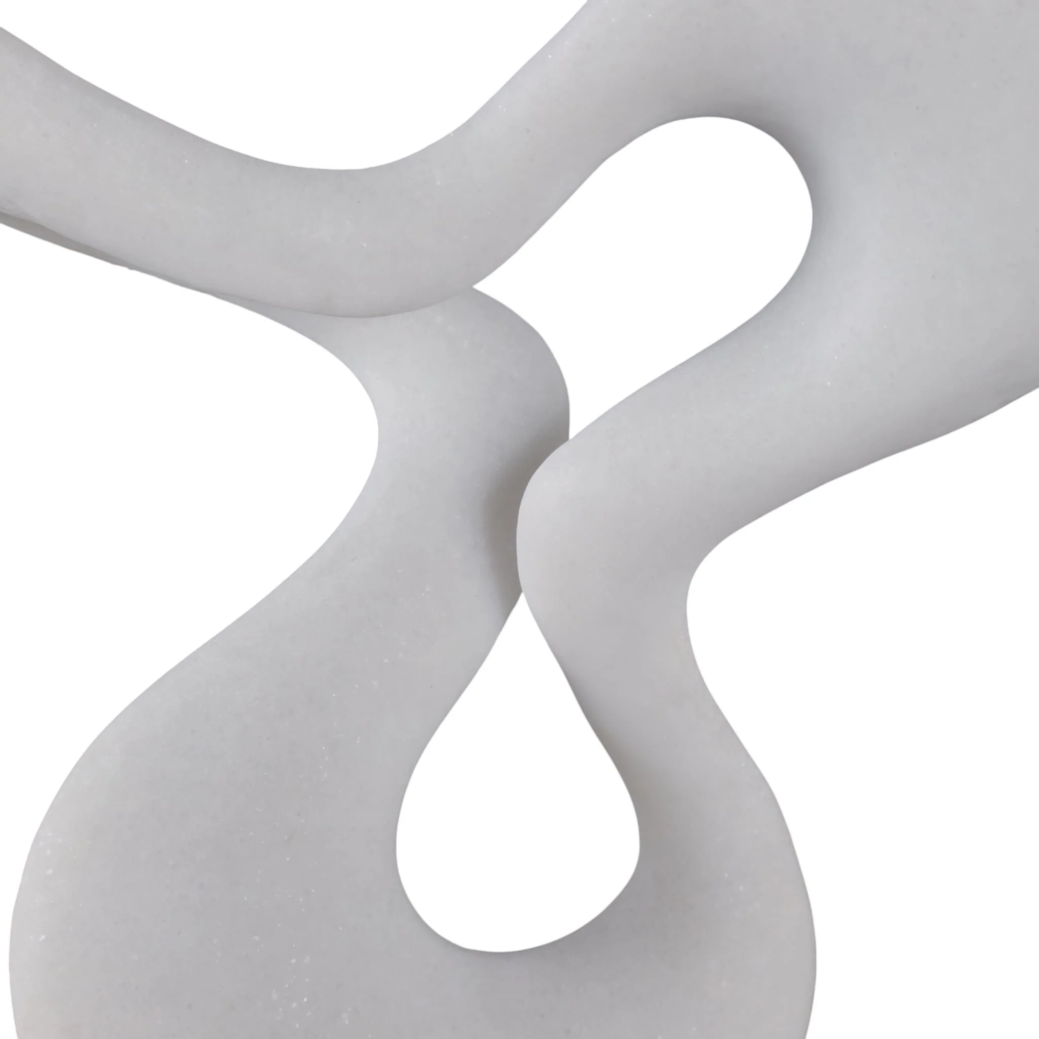 12x7" Abstract Resin Sculpture On Base, White - Image 6
