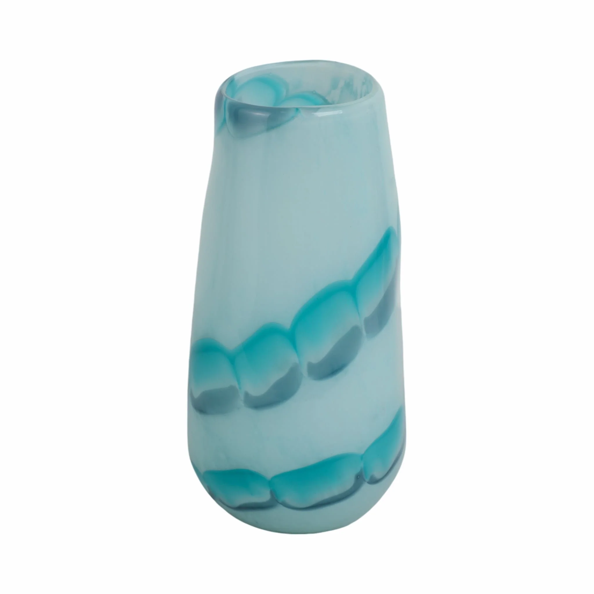 12x7" Bead Pattern Glass Vase, Blue - Image 3