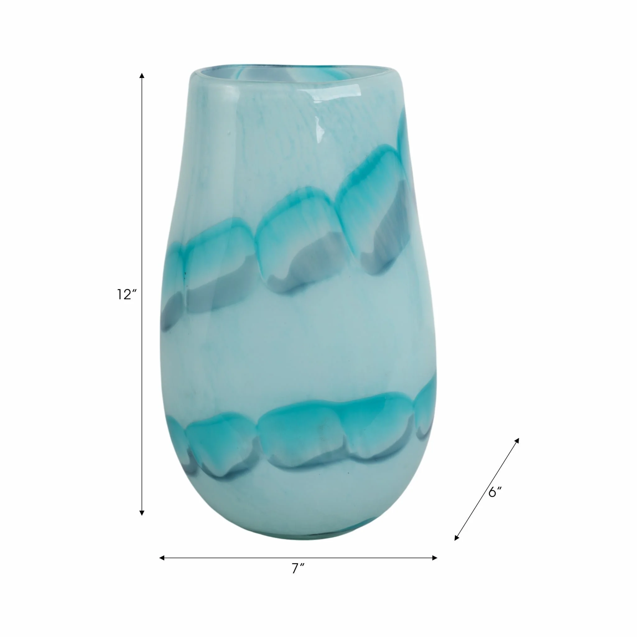 12x7" Bead Pattern Glass Vase, Blue - Image 8