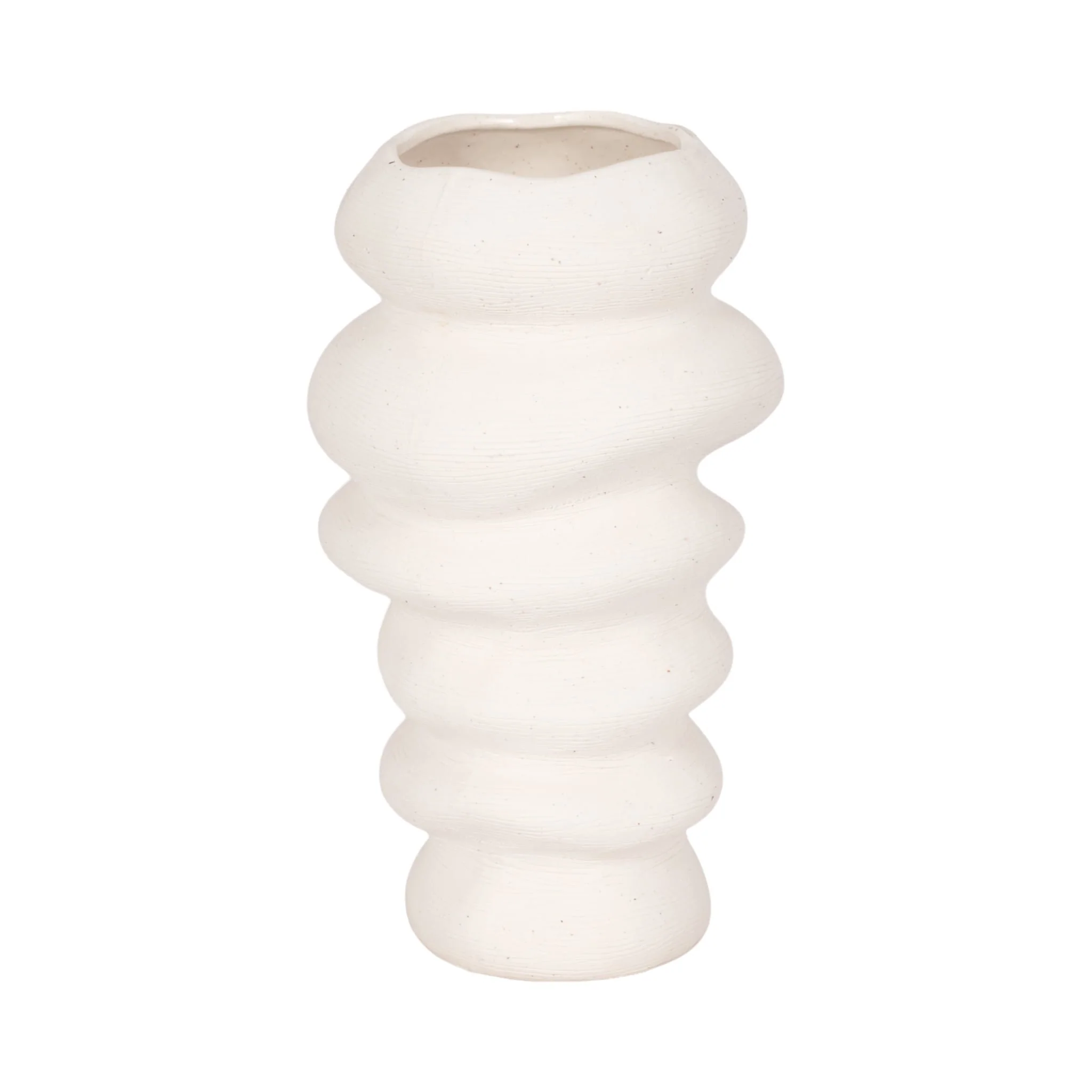 12x7" Hand Scribed Cairn Vase, White - Image 3