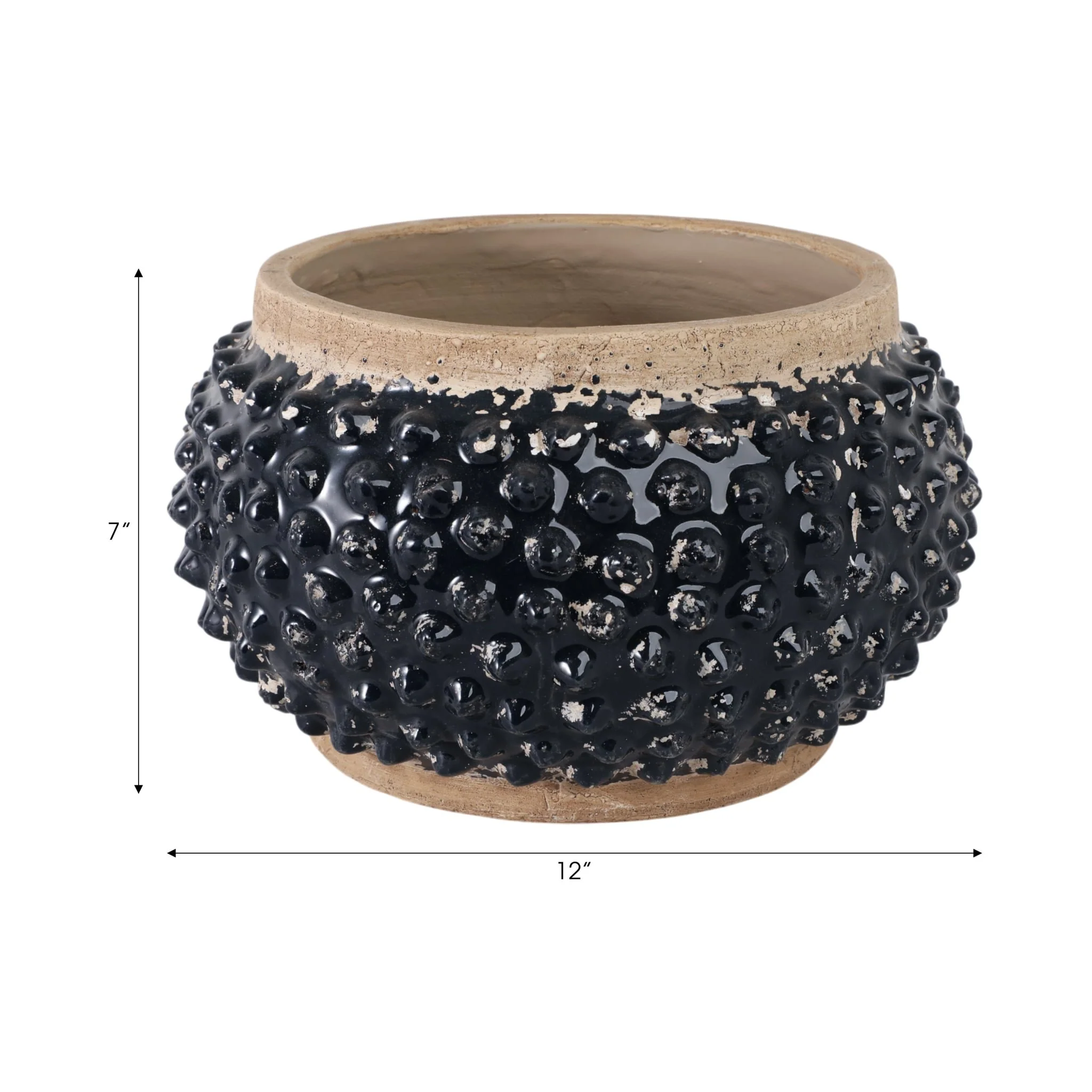 12x7" Round Bubble Planter, Black/brown - Image 2