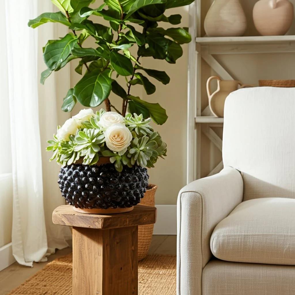 12x7" Round Bubble Planter, Black/brown - Image 4