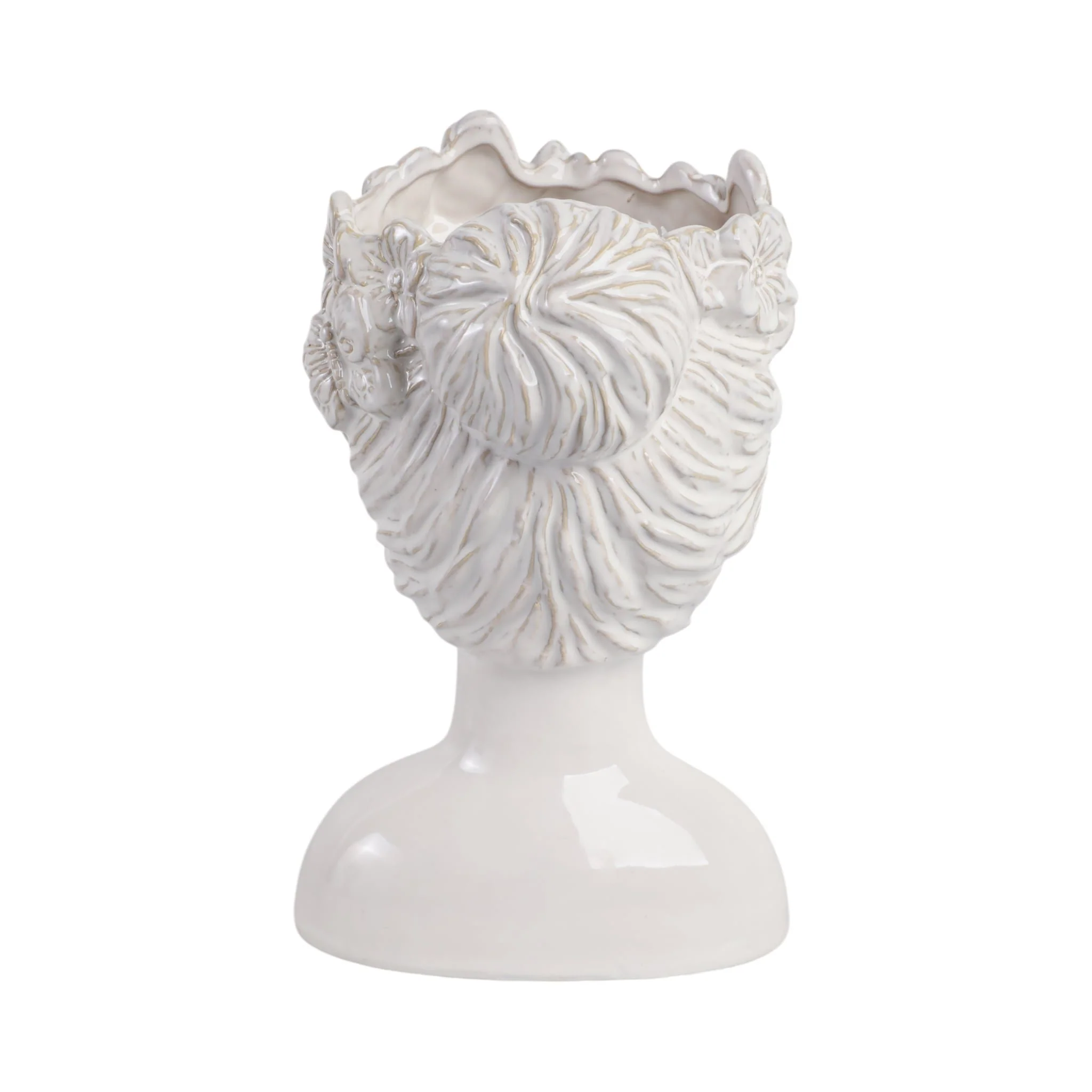 12x8" Flower & Butterfly Crown Lady Planter, Ivory - Image 4