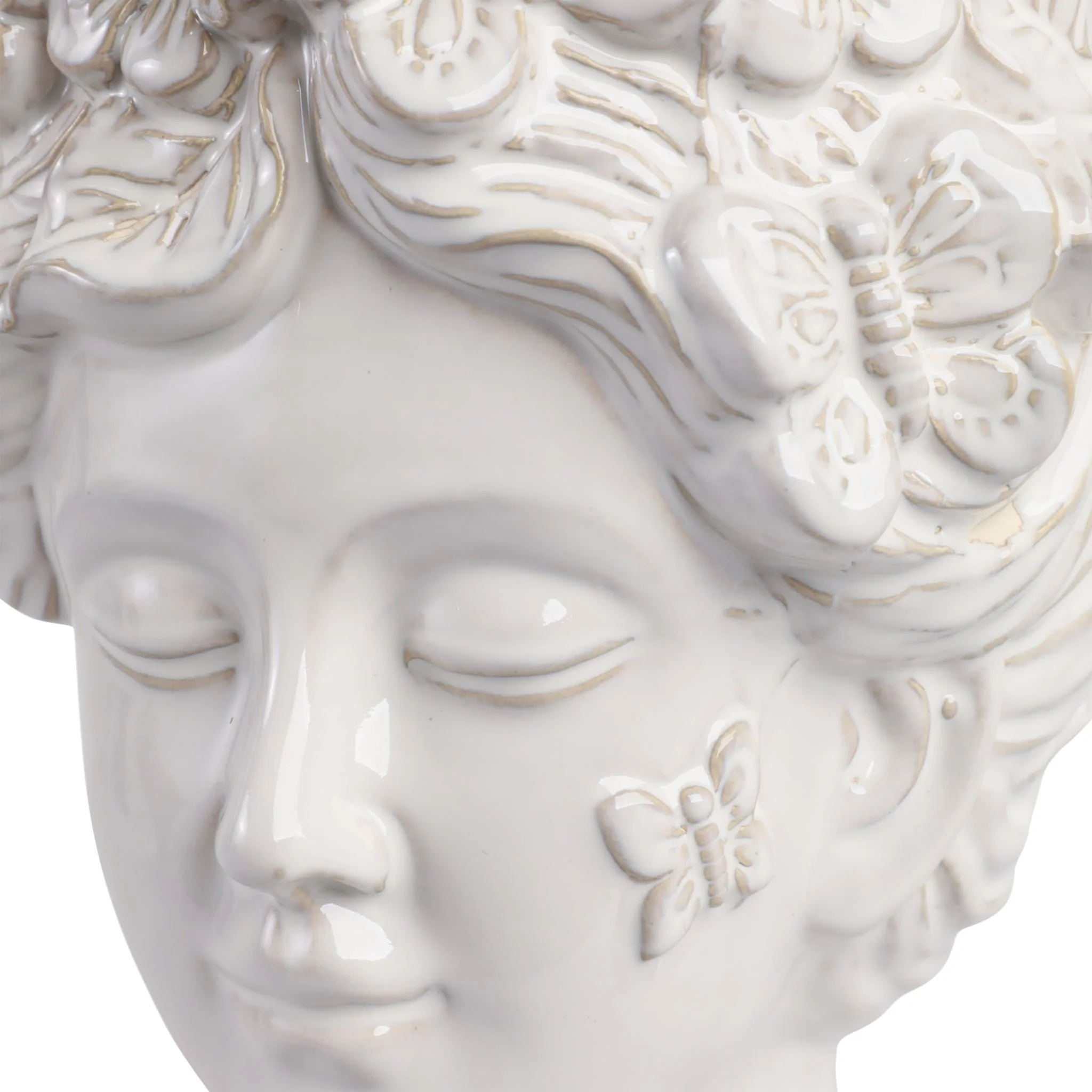 12x8" Flower & Butterfly Crown Lady Planter, Ivory - Image 5