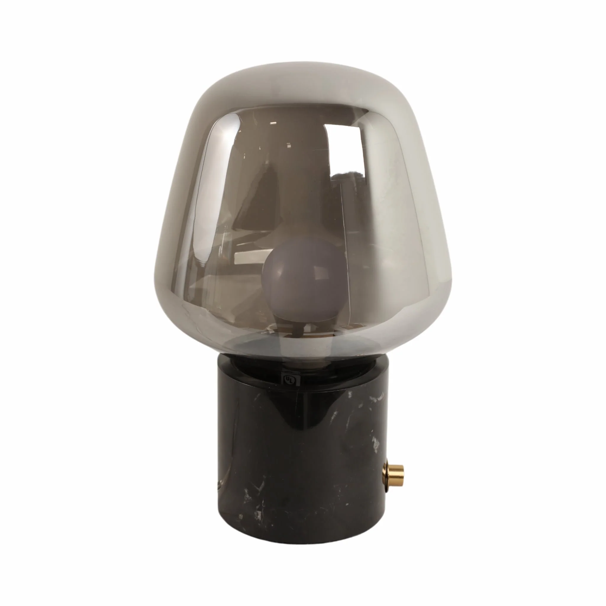 12x8" Glass Shade On Marble Base With Switch, Blac - Image 4