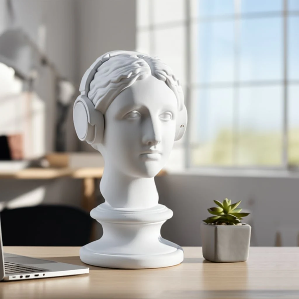 12x8" Modern Grecian With Headphones, White - Image 13