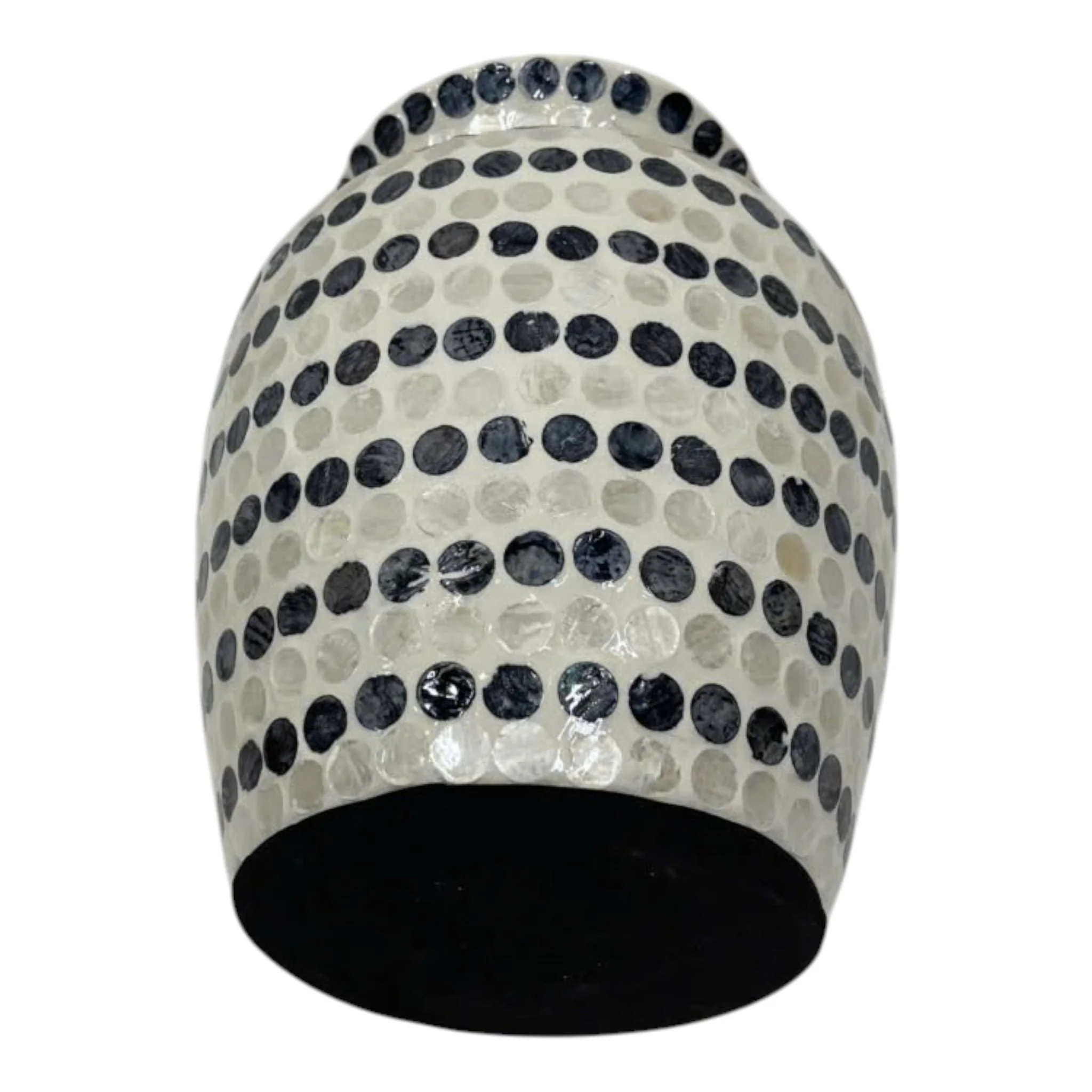 12x9" Capiz Dots Vase, Ivory/blue - Image 4
