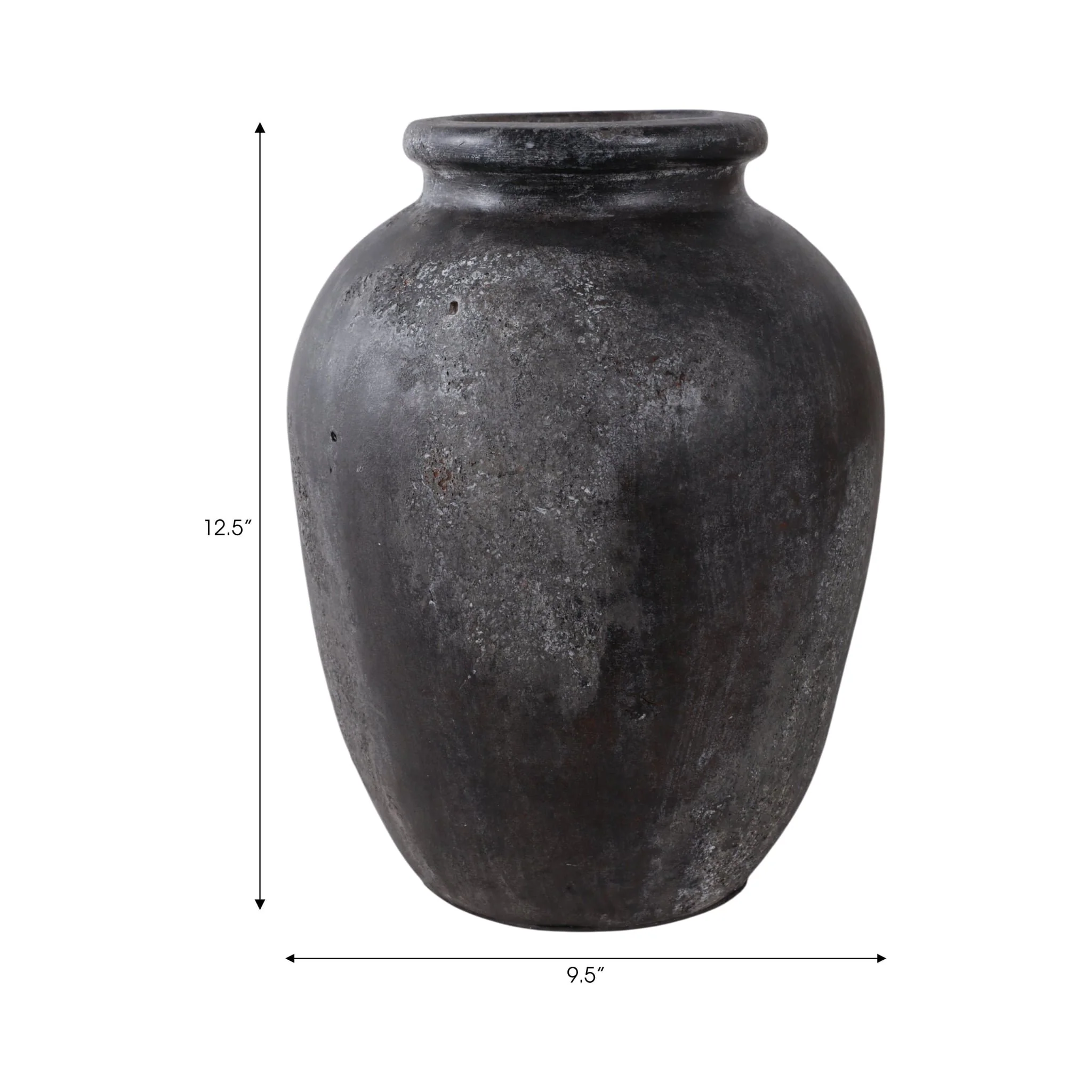 12x9" Terracotta Vase, Black - Image 8