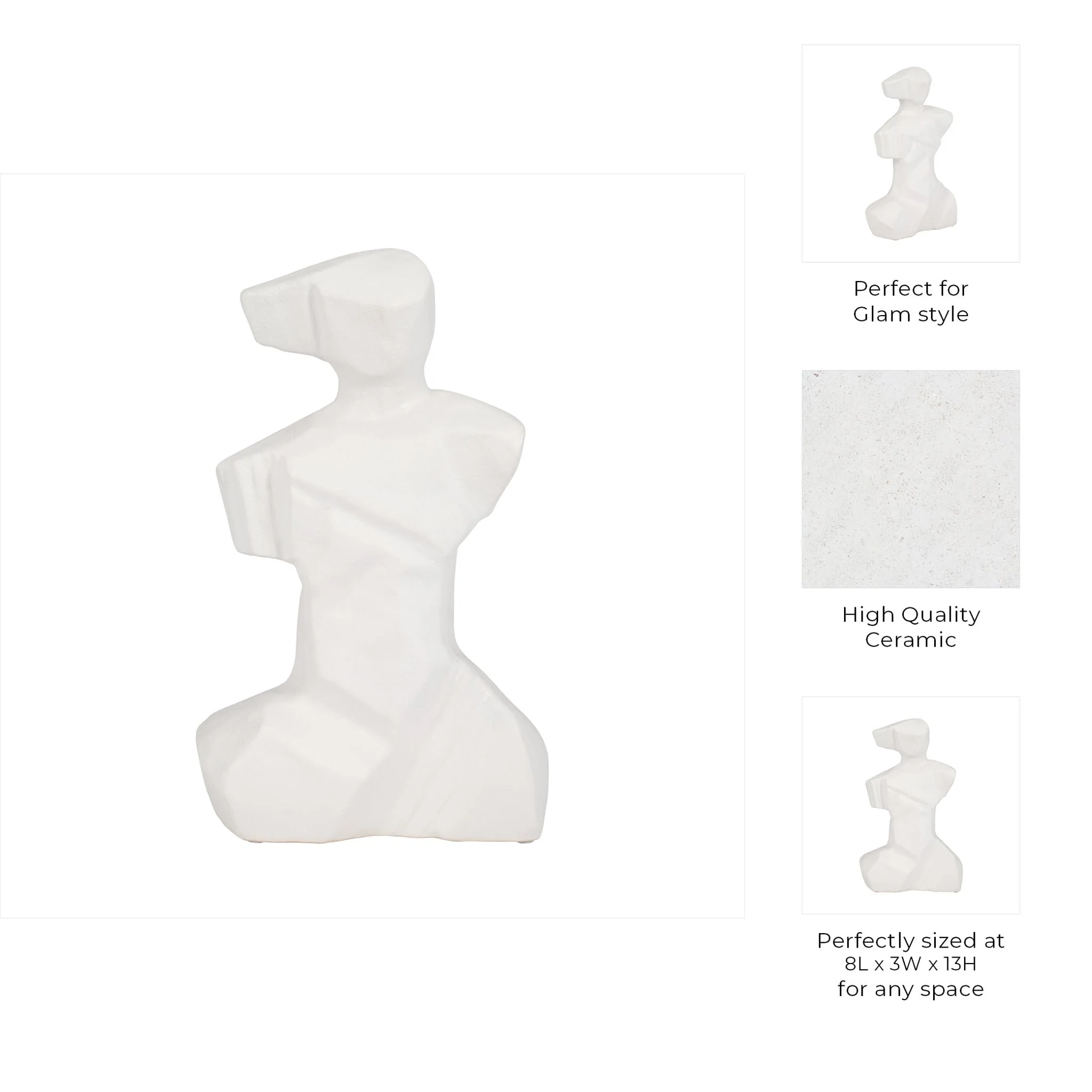 13" Abstract Venetian Figurine, White - Image 9