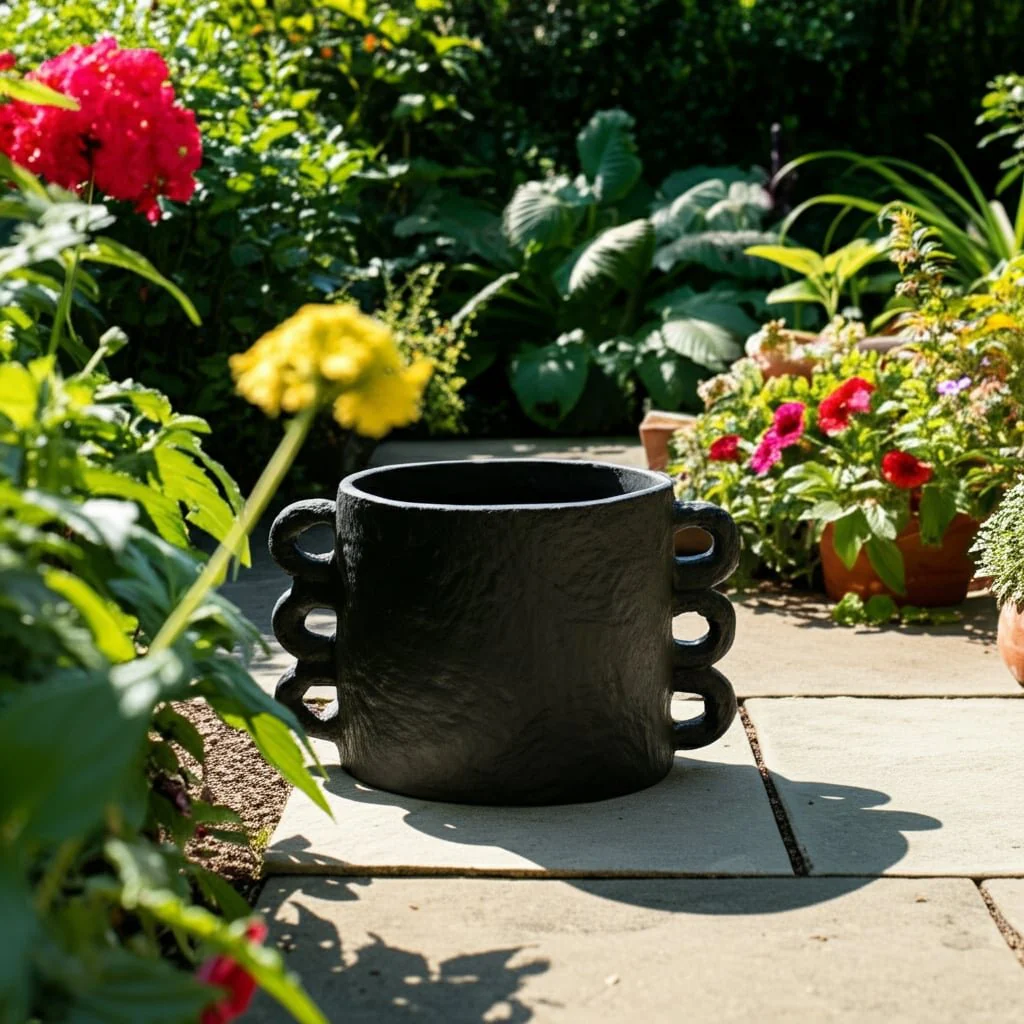 13" Arch Handle Planter, Black - Image 10