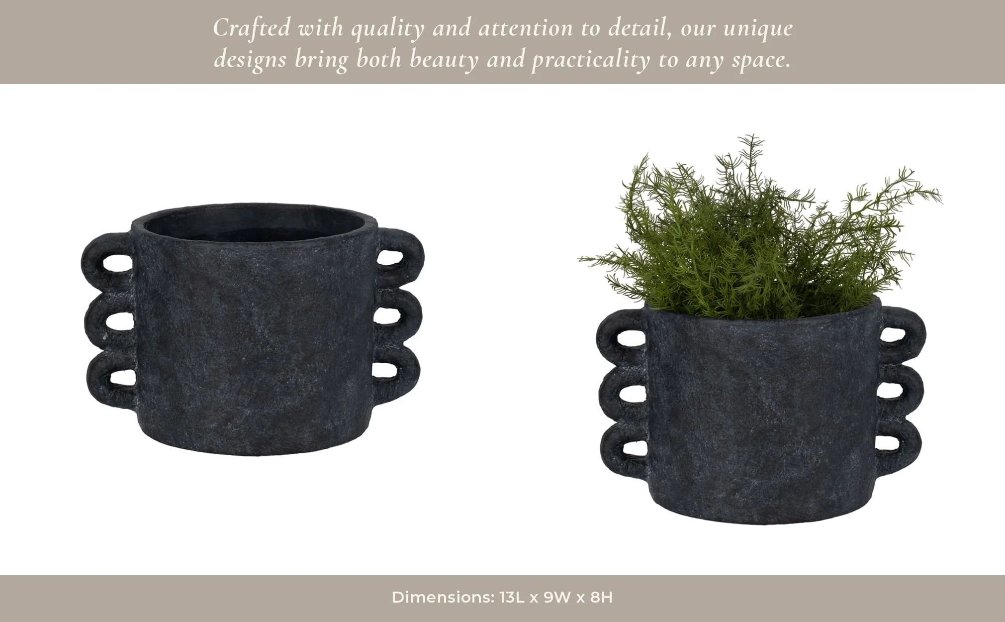 13" Arch Handle Planter, Black - Image 11