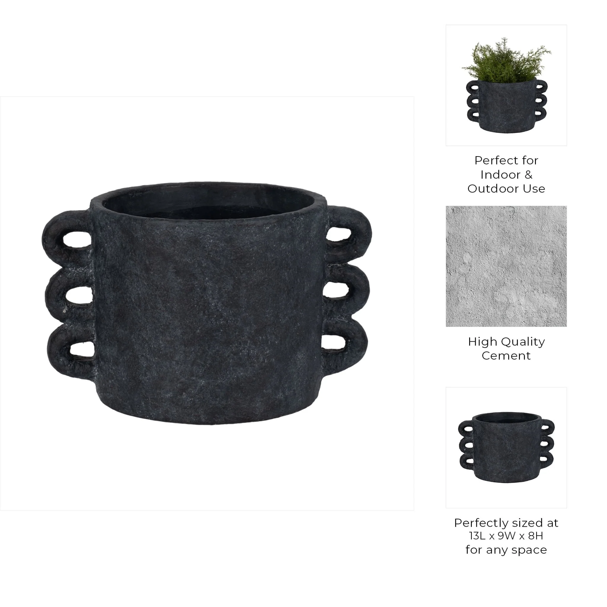 13" Arch Handle Planter, Black - Image 9