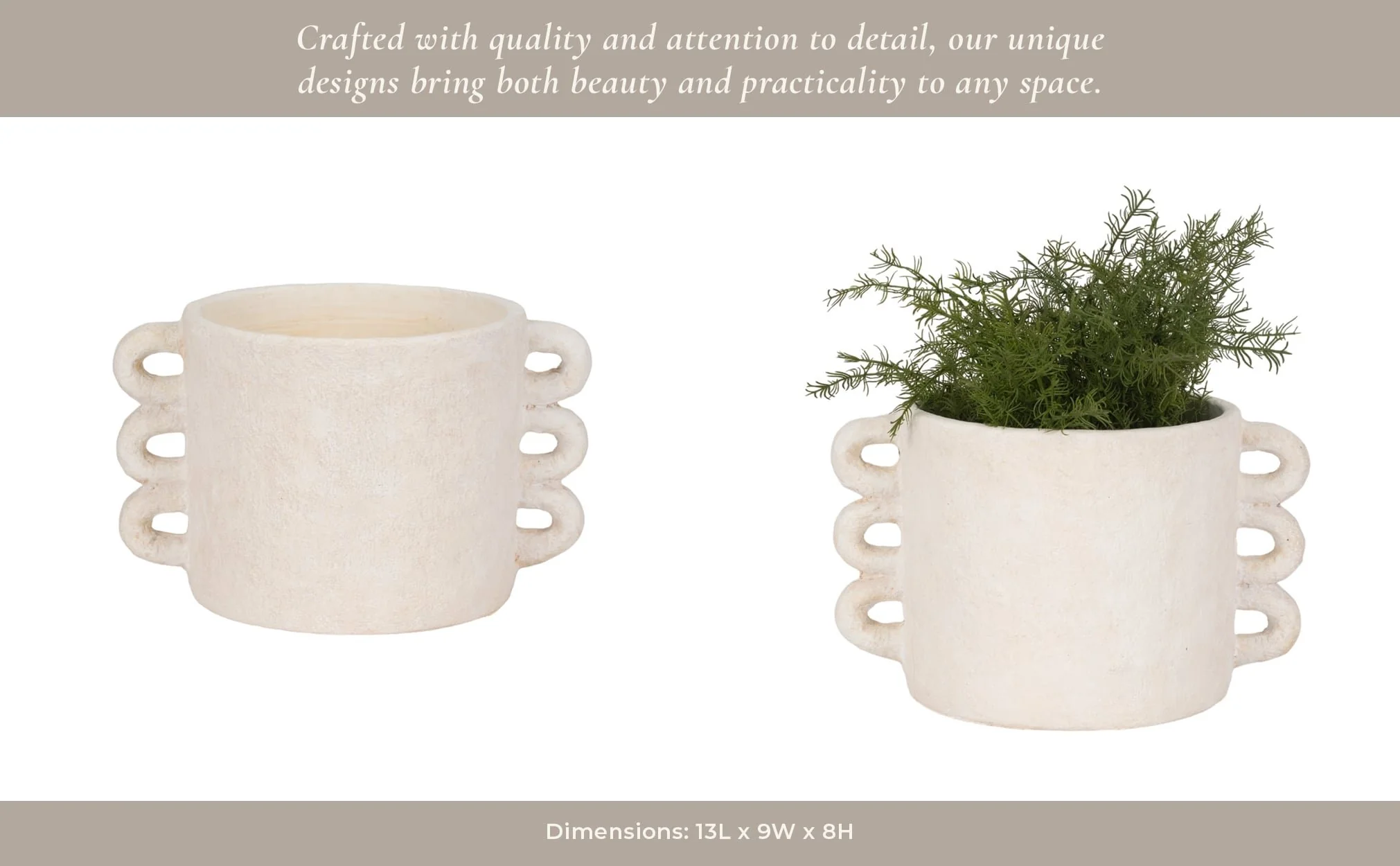 13" Arch Handle Planter, White - Image 10
