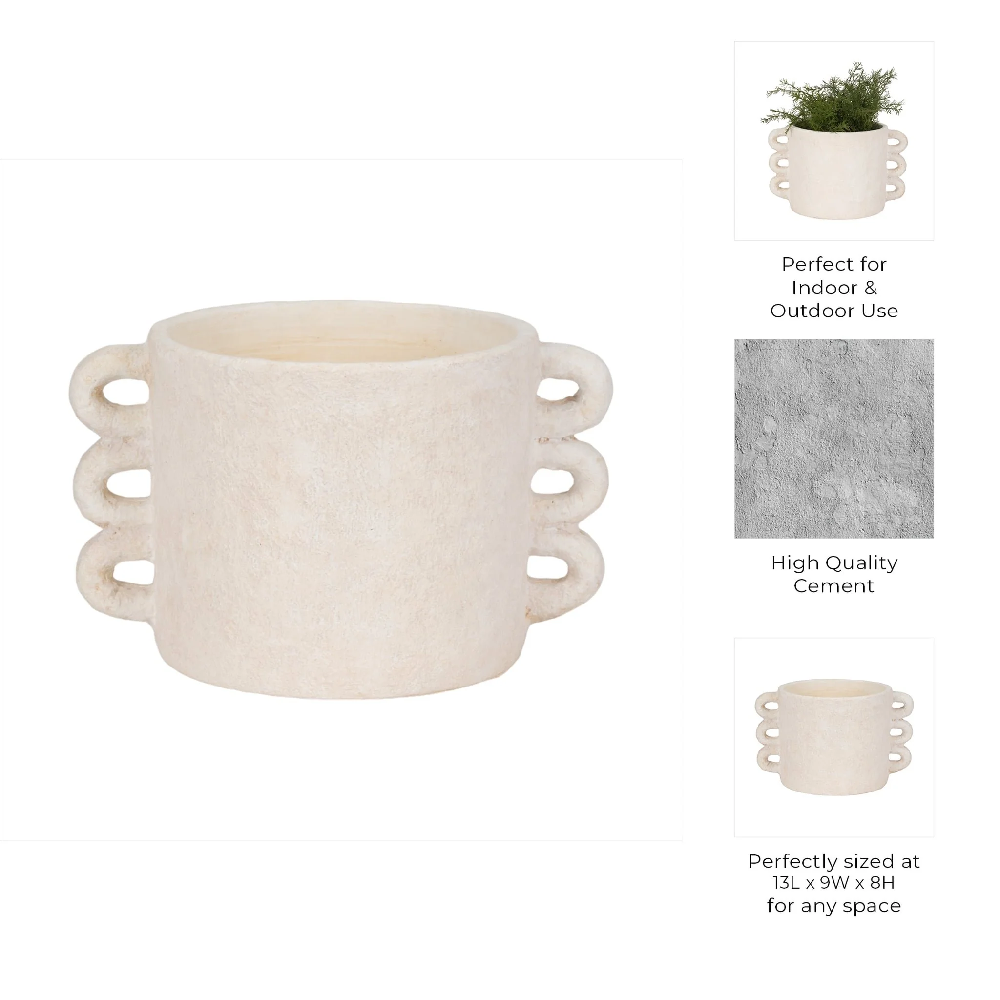 13" Arch Handle Planter, White - Image 9
