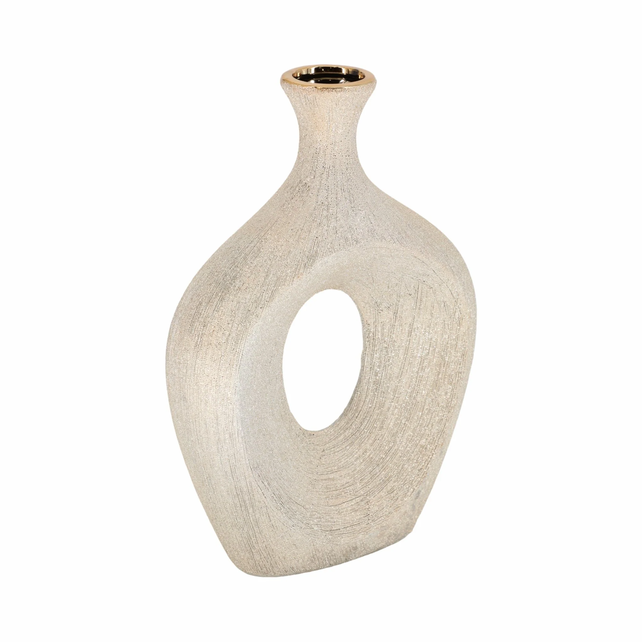 13" Beaded Oval Vase Cut-out, Champagne - Image 2