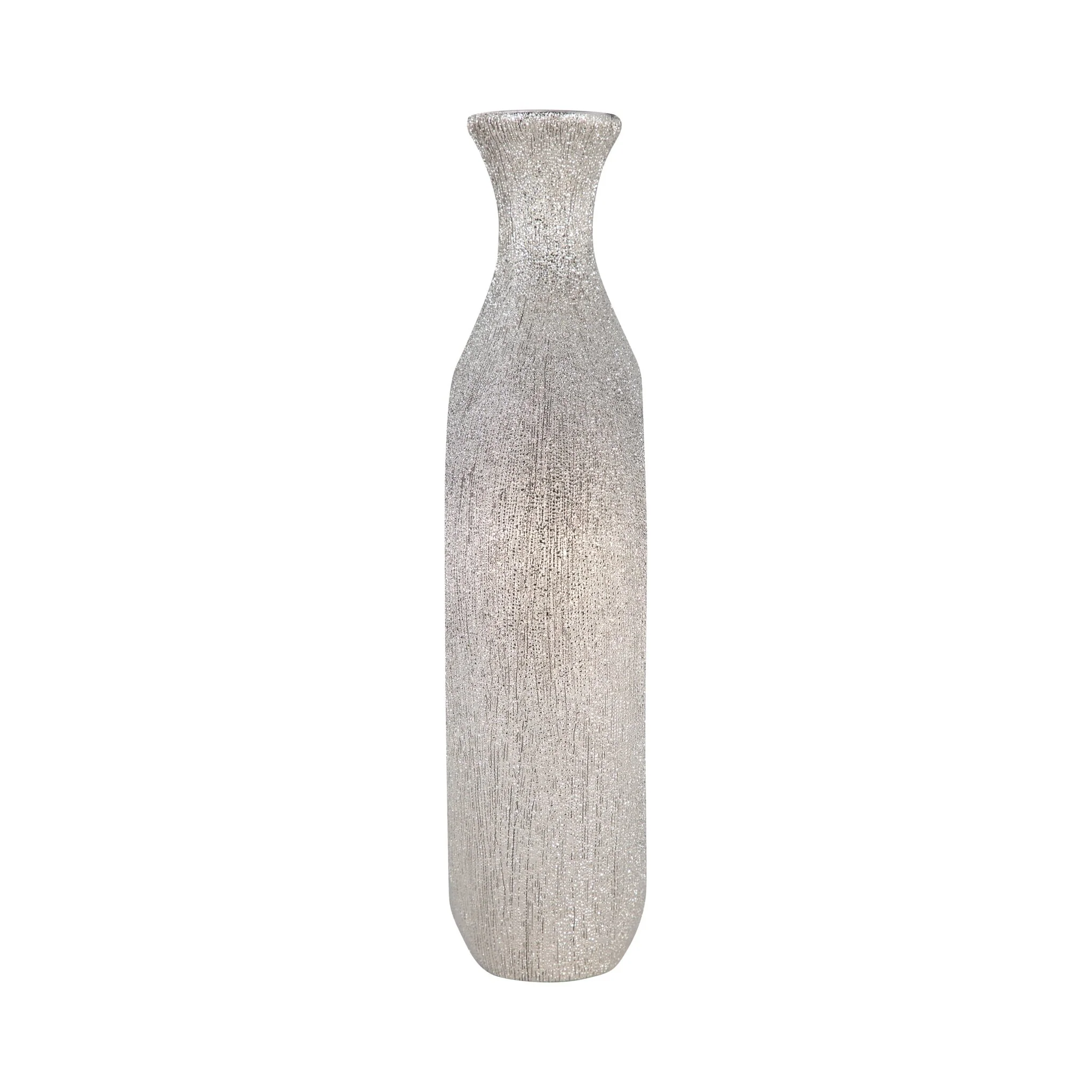 13" Beaded Oval Vase Cut-out, Silver - Image 3