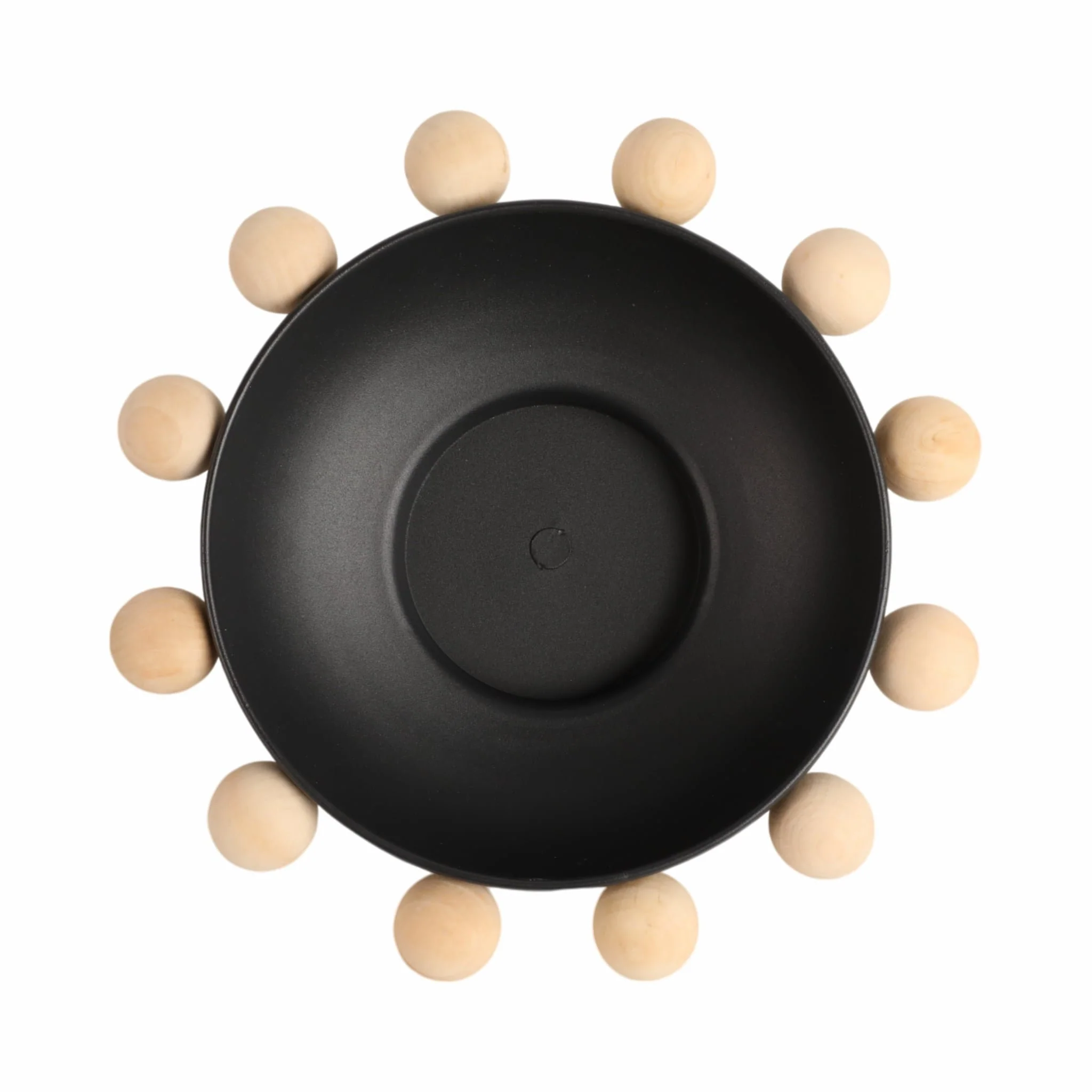 13" Bowl With Large Wooden Knobs, Black - Image 5