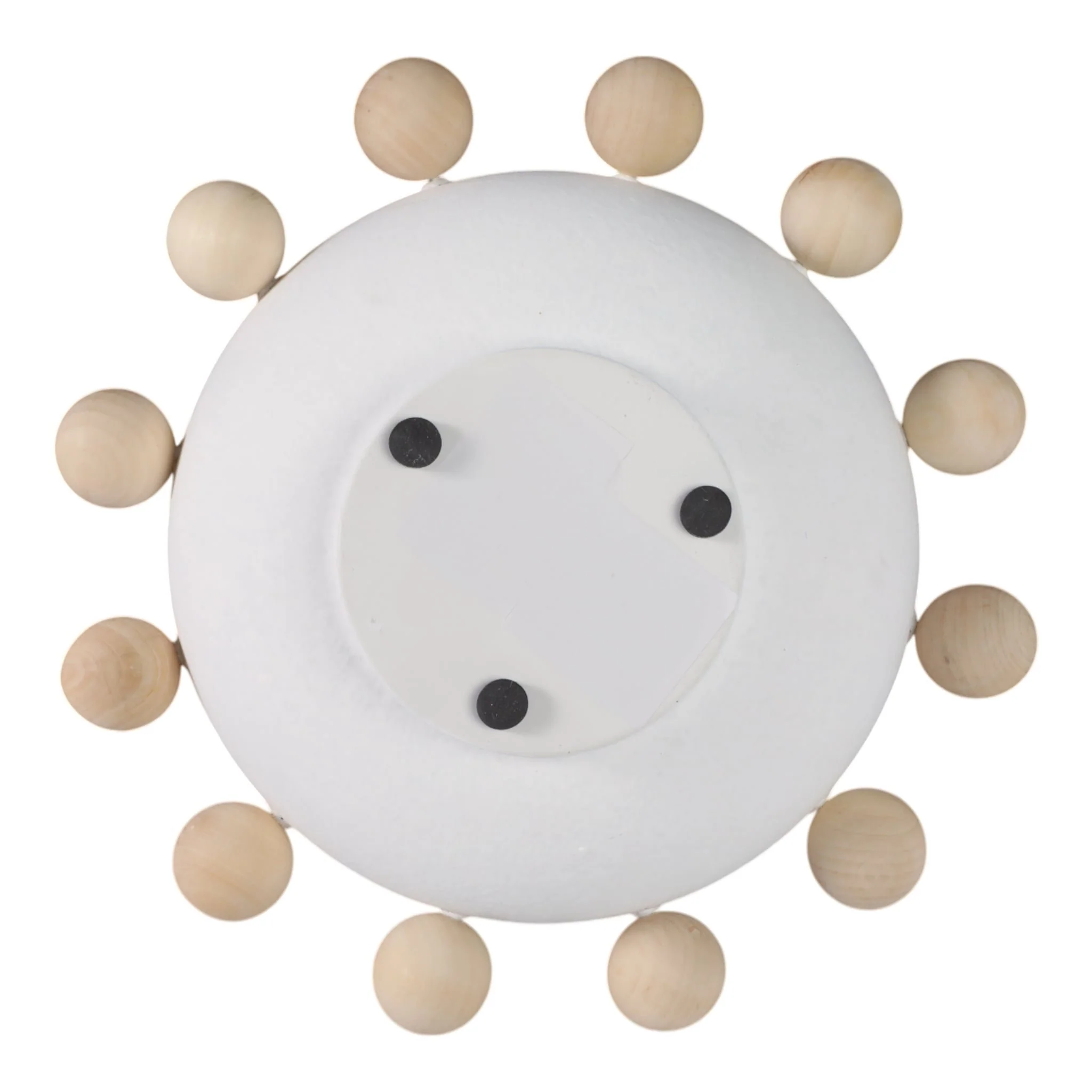 13" Bowl With Large Wooden Knobs, White - Image 8