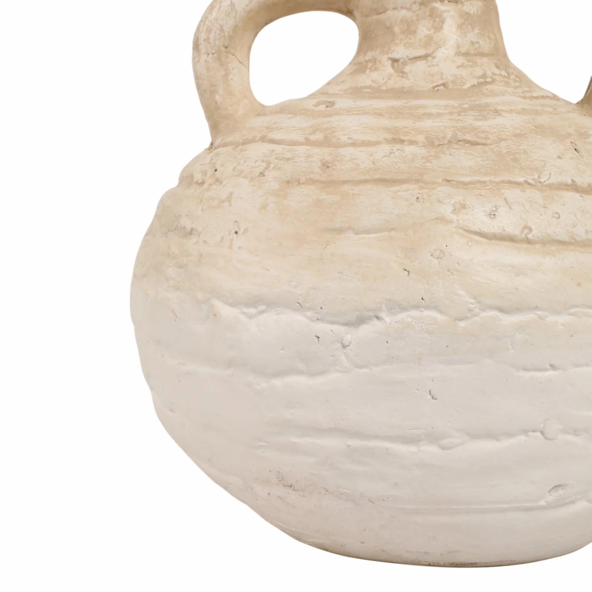 13" Bulbous Terracotta Eared Vase, Ivory - Image 6
