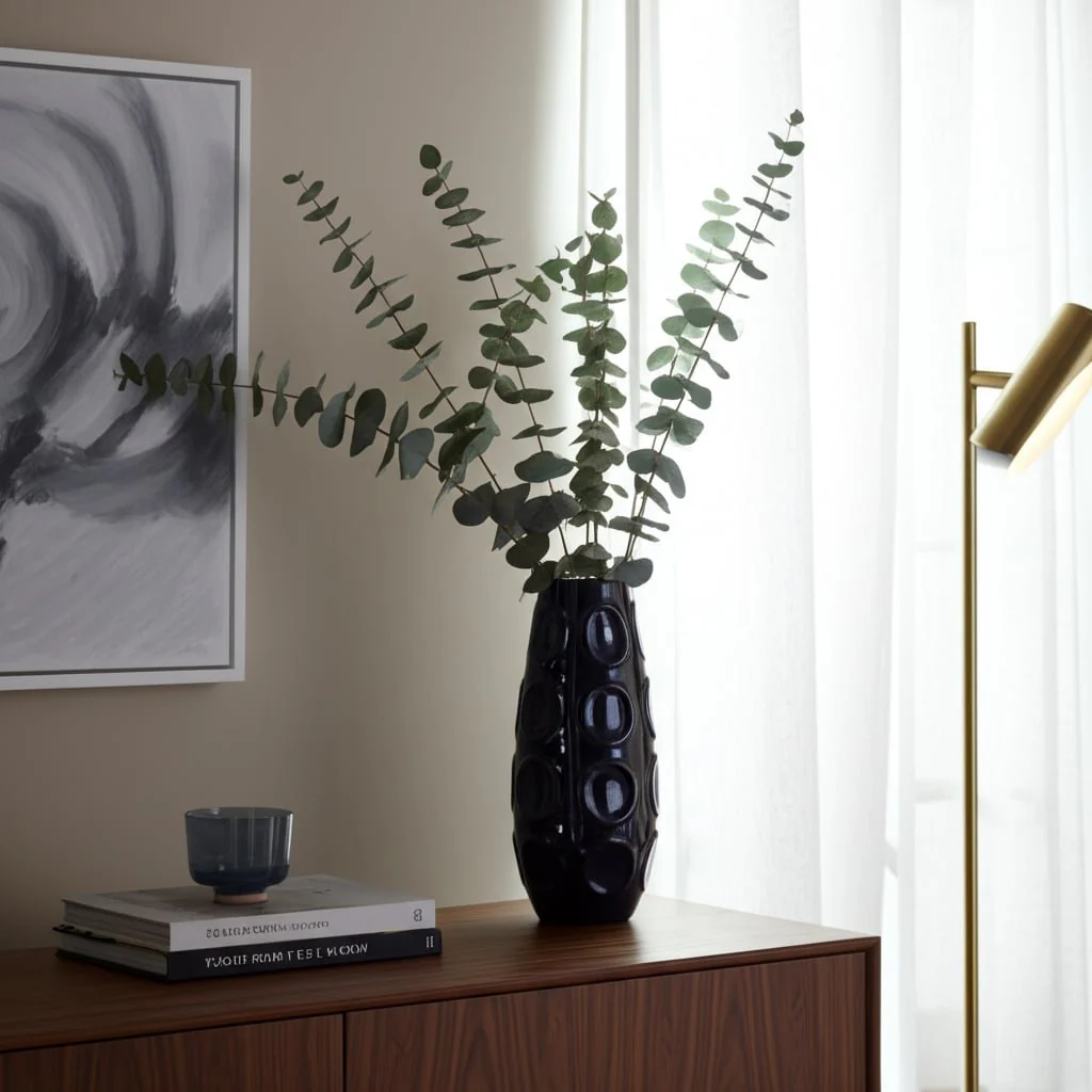13" Circle Embossed Vase, Navy - Image 10