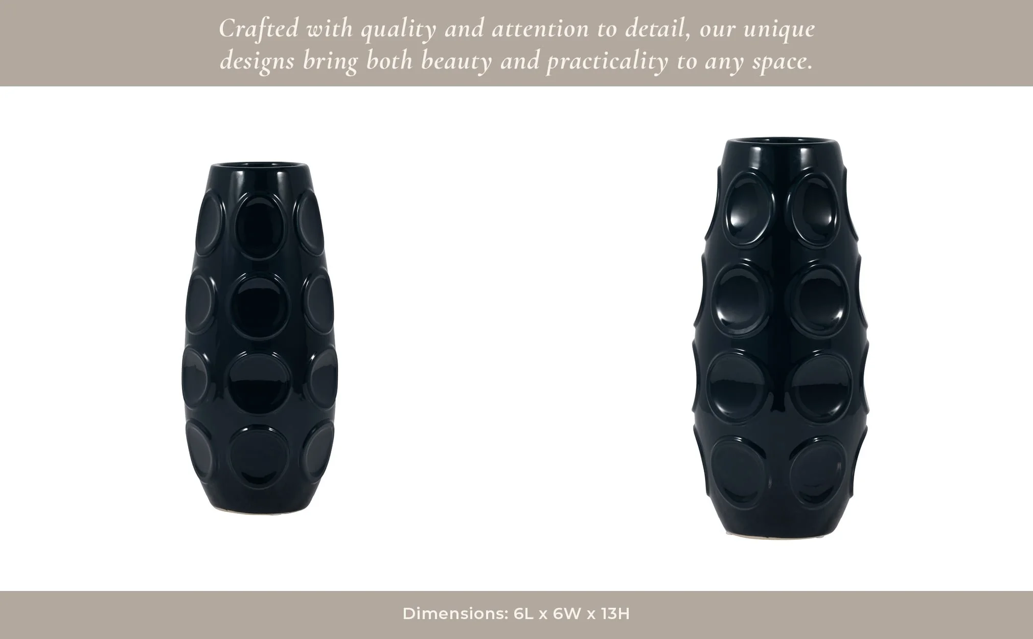 13" Circle Embossed Vase, Navy - Image 13