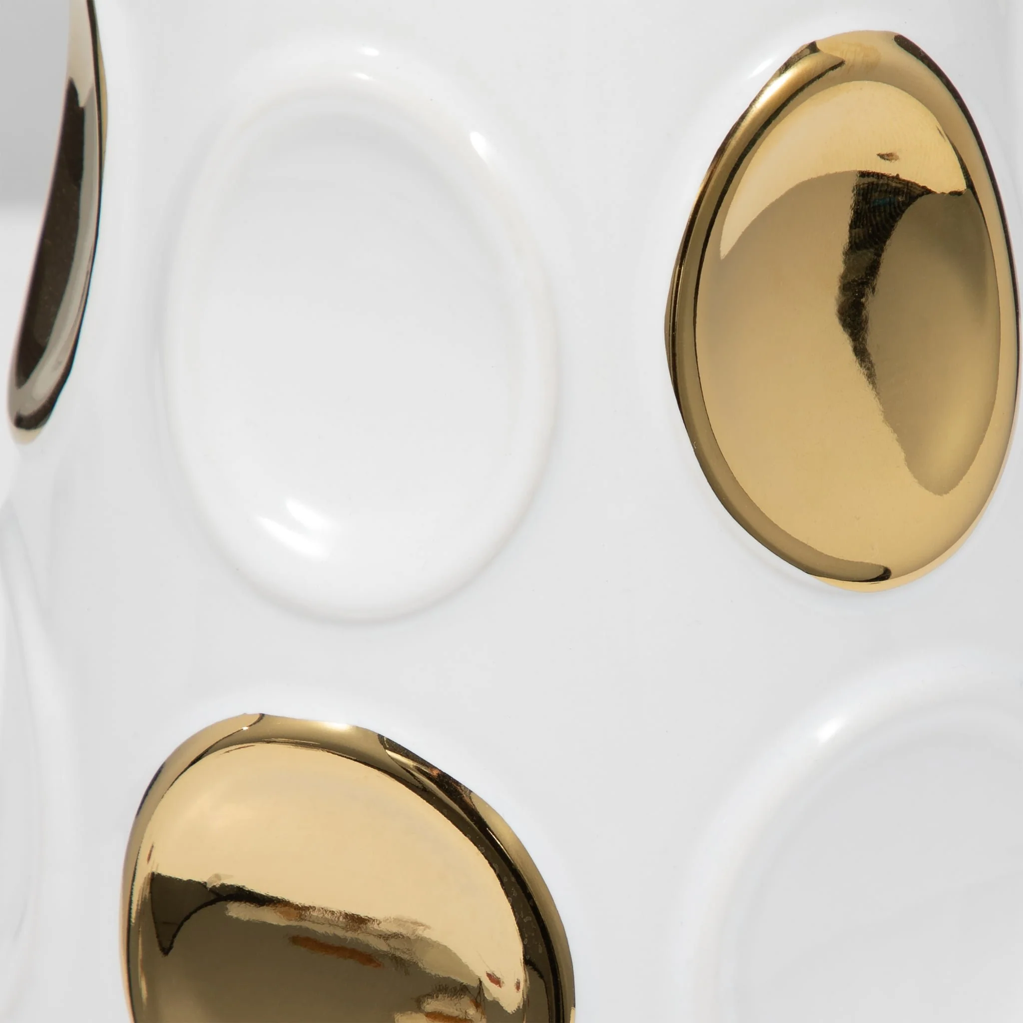 13" Circle Embossed Vase, White/gold - Image 5