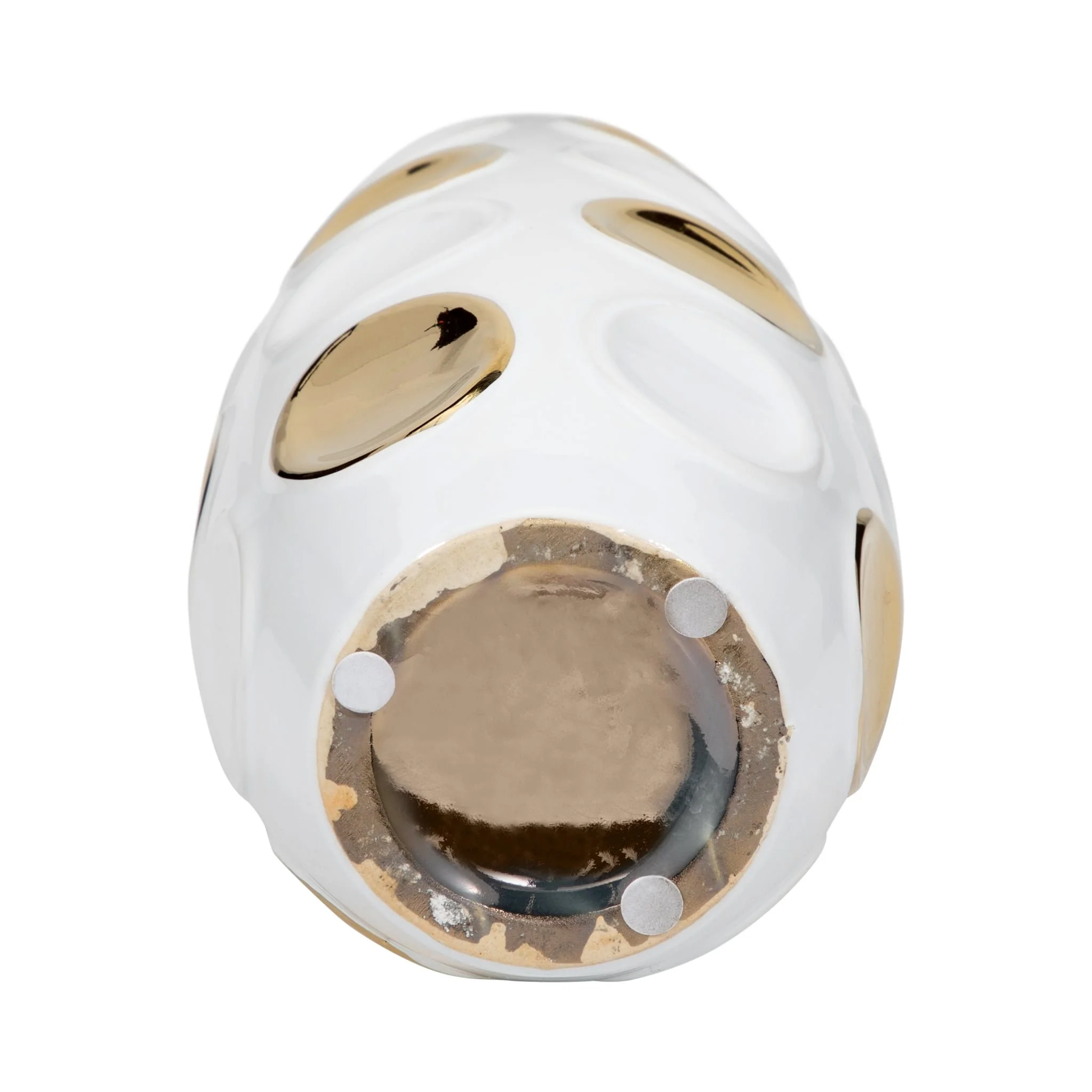 13" Circle Embossed Vase, White/gold - Image 7