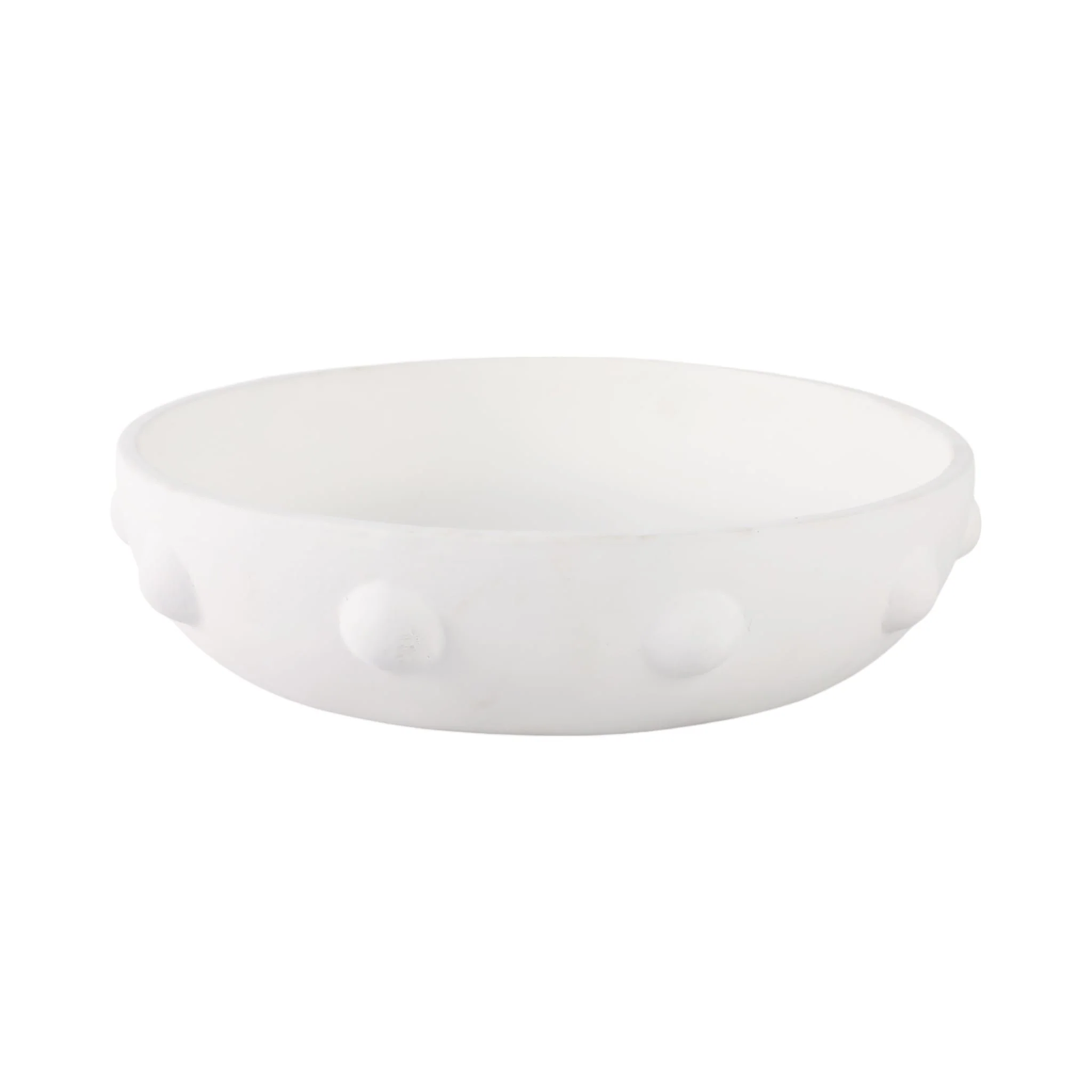 13" Clay Beaded Bowl, White - Image 3