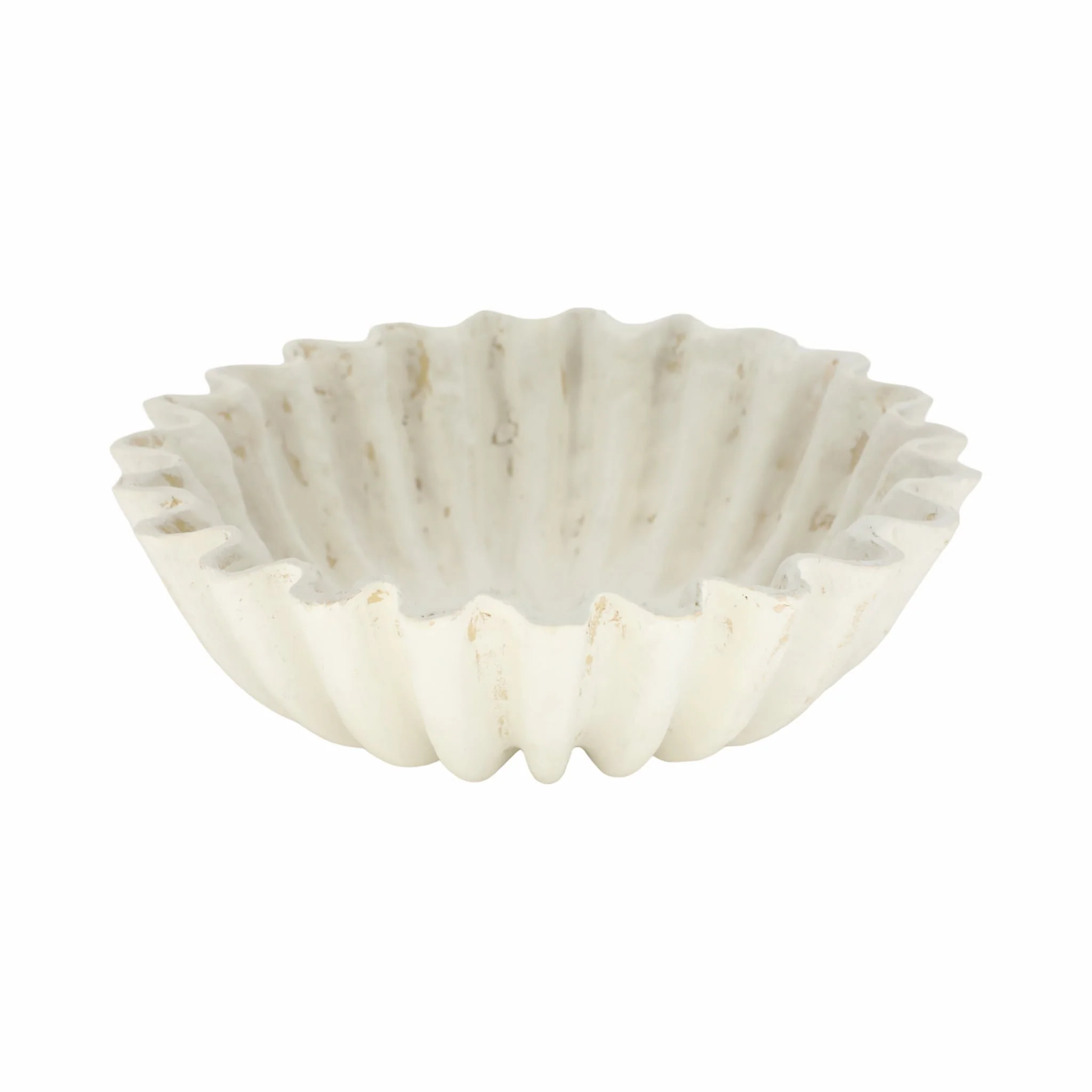 13" Fluted Paper Mache Bowl, Ivory - Image 2