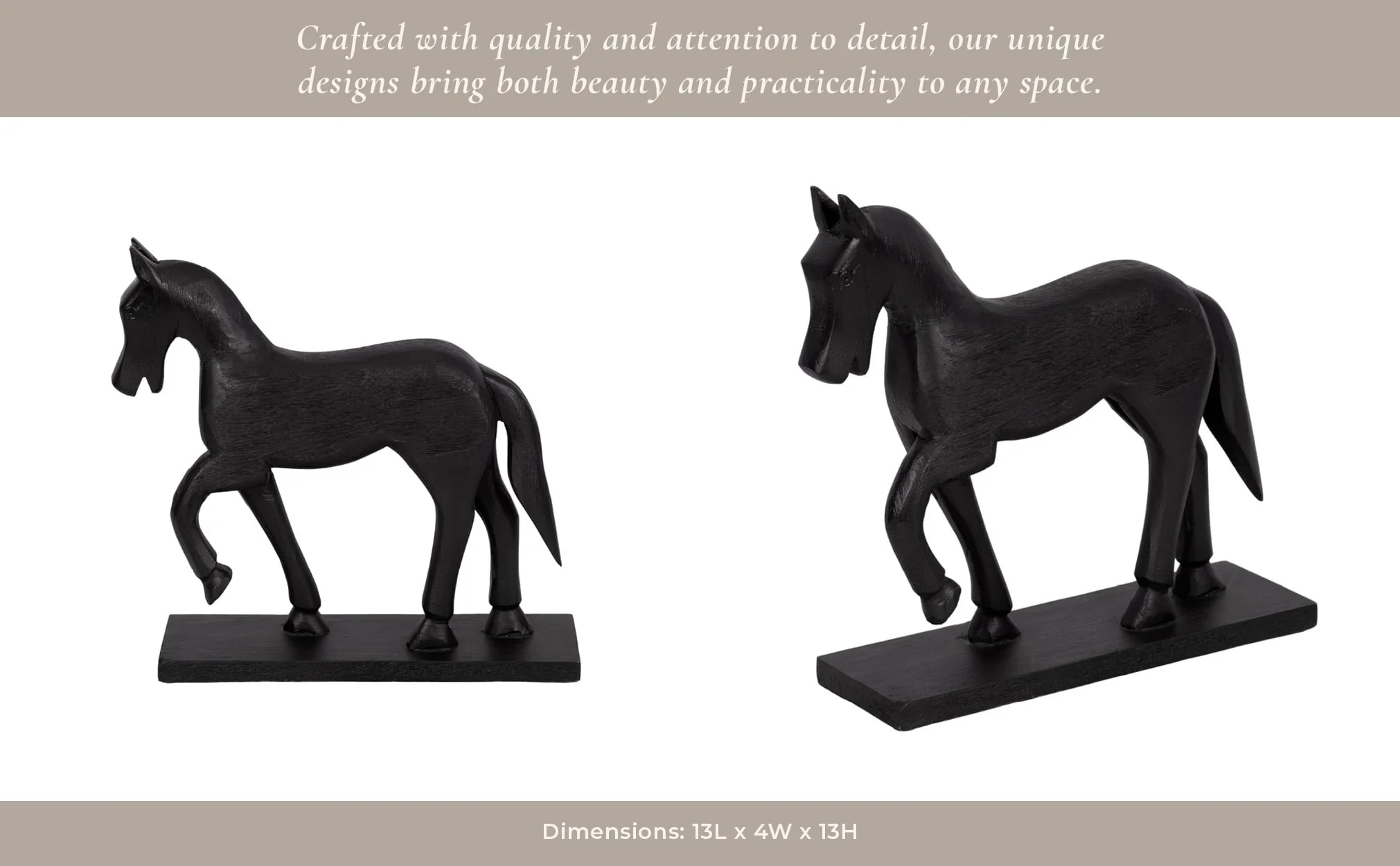 13" Galloping Horse On Base, Black - Image 11