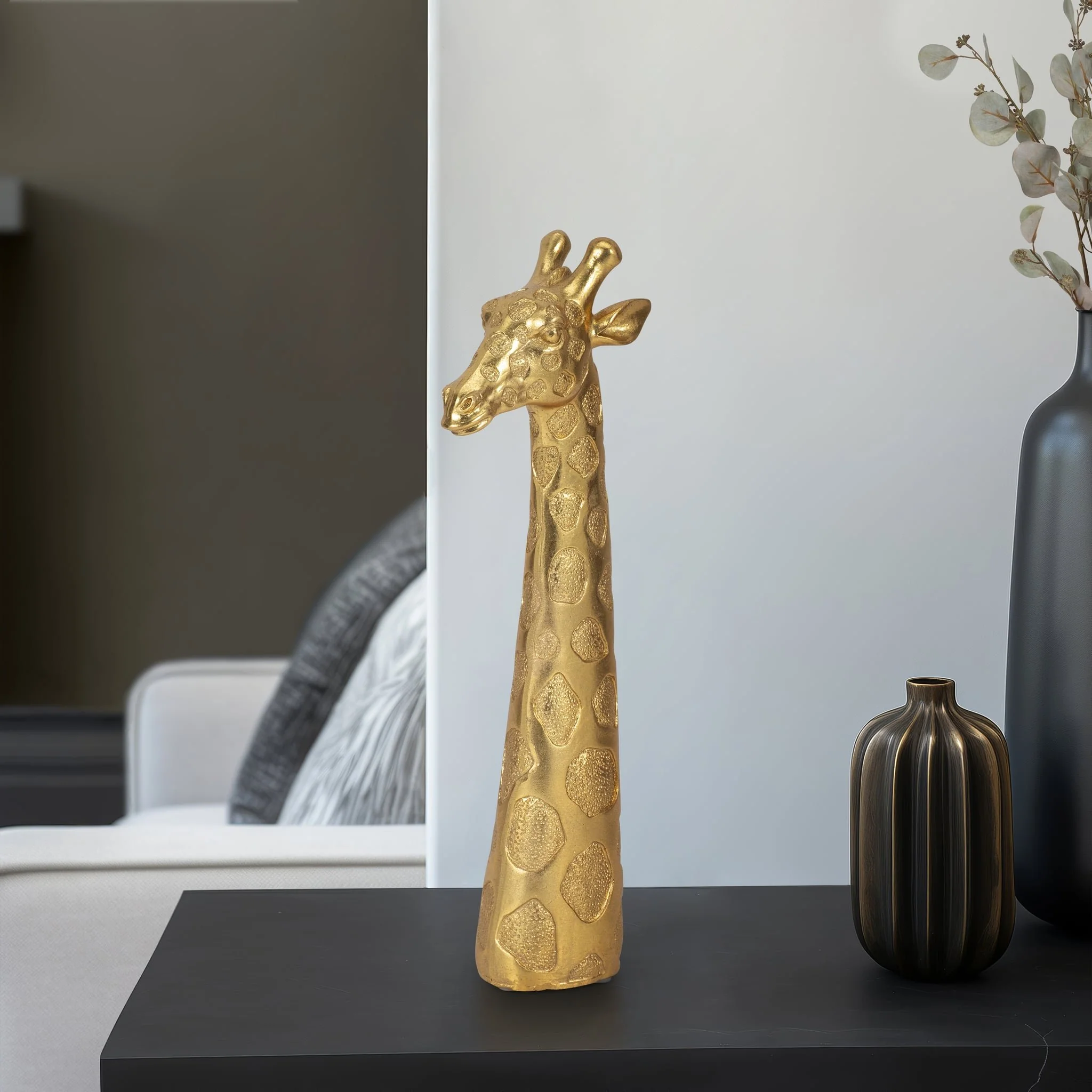 13" Giraffe Head Tabletop Decor, Gold - Image 11