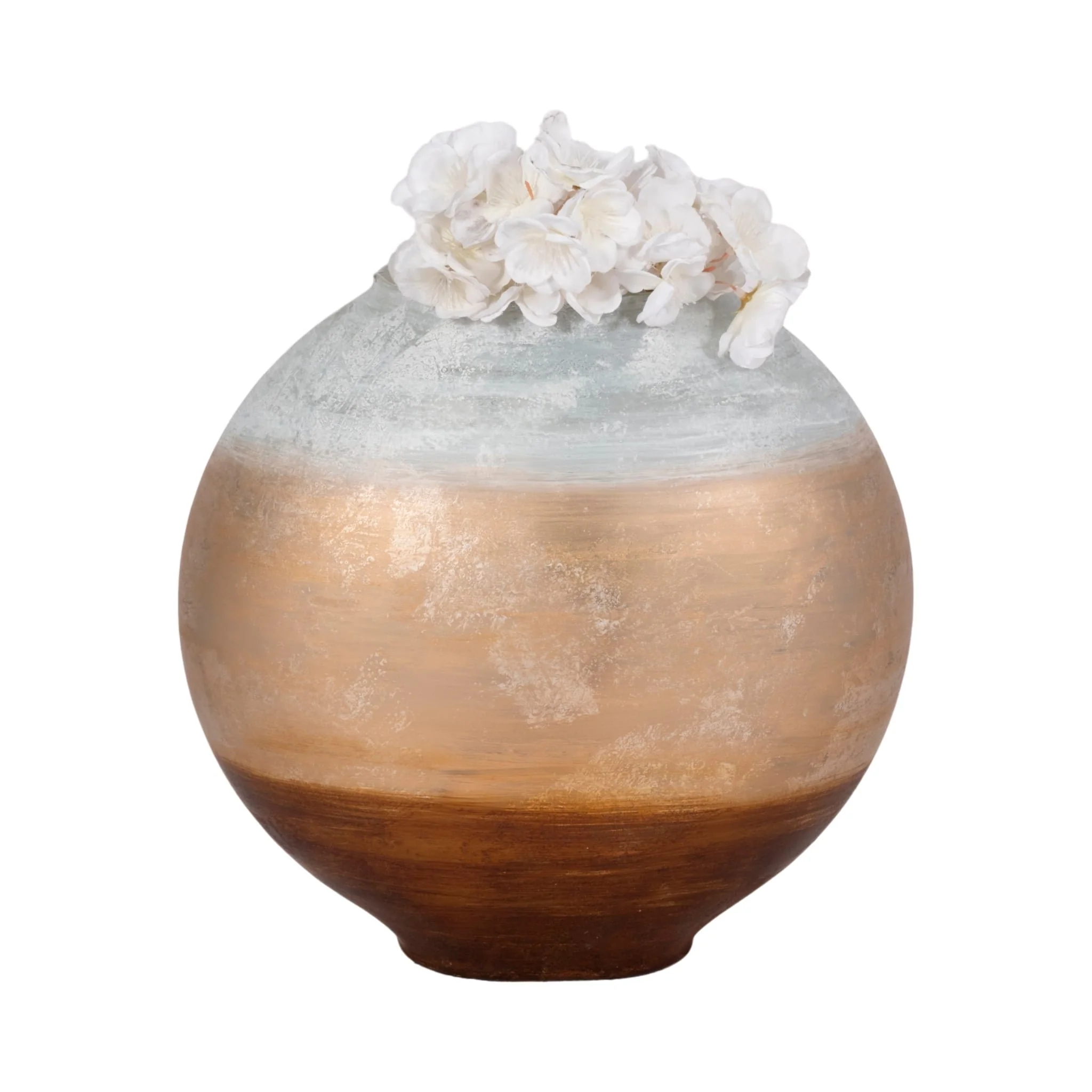 13" Gold Ombre Round Vase, White/gold - Image 2