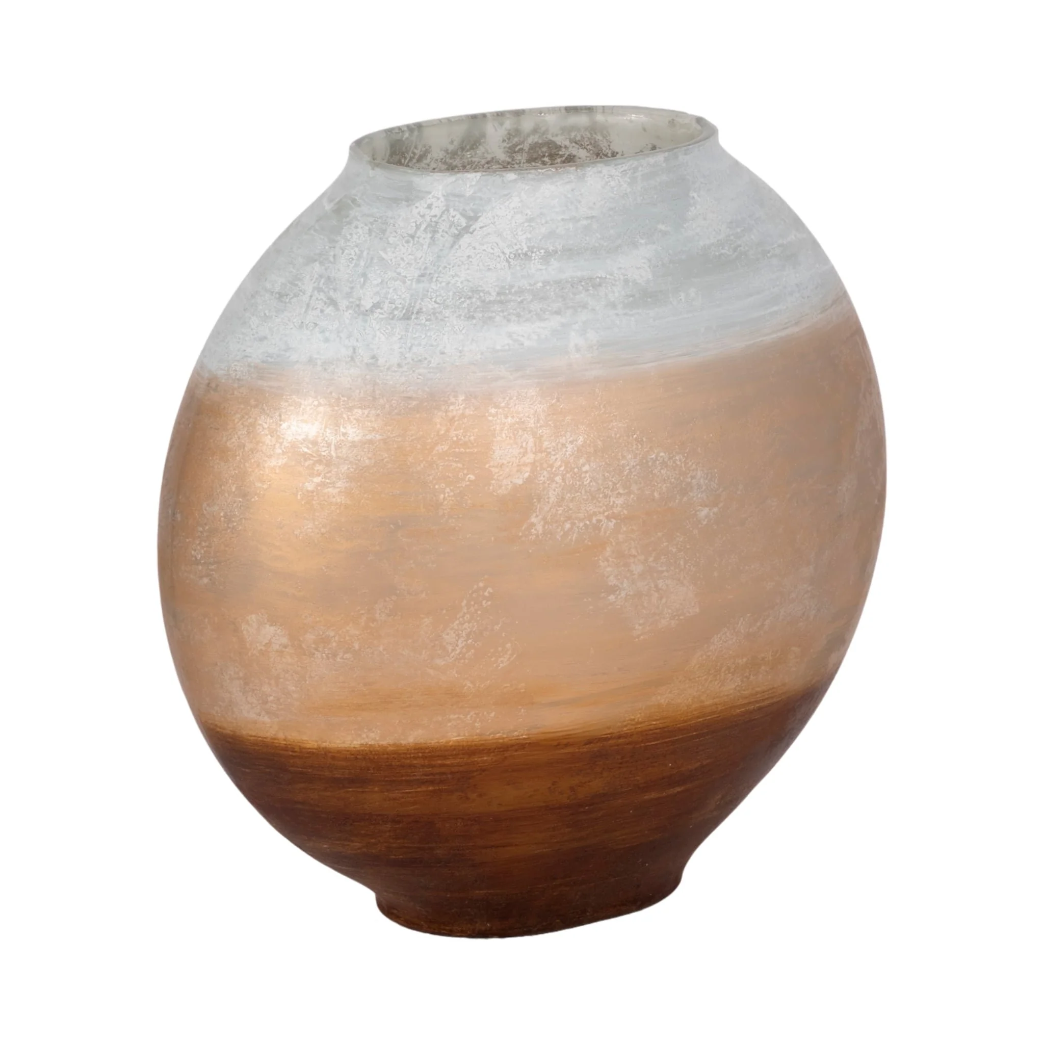 13" Gold Ombre Round Vase, White/gold - Image 3