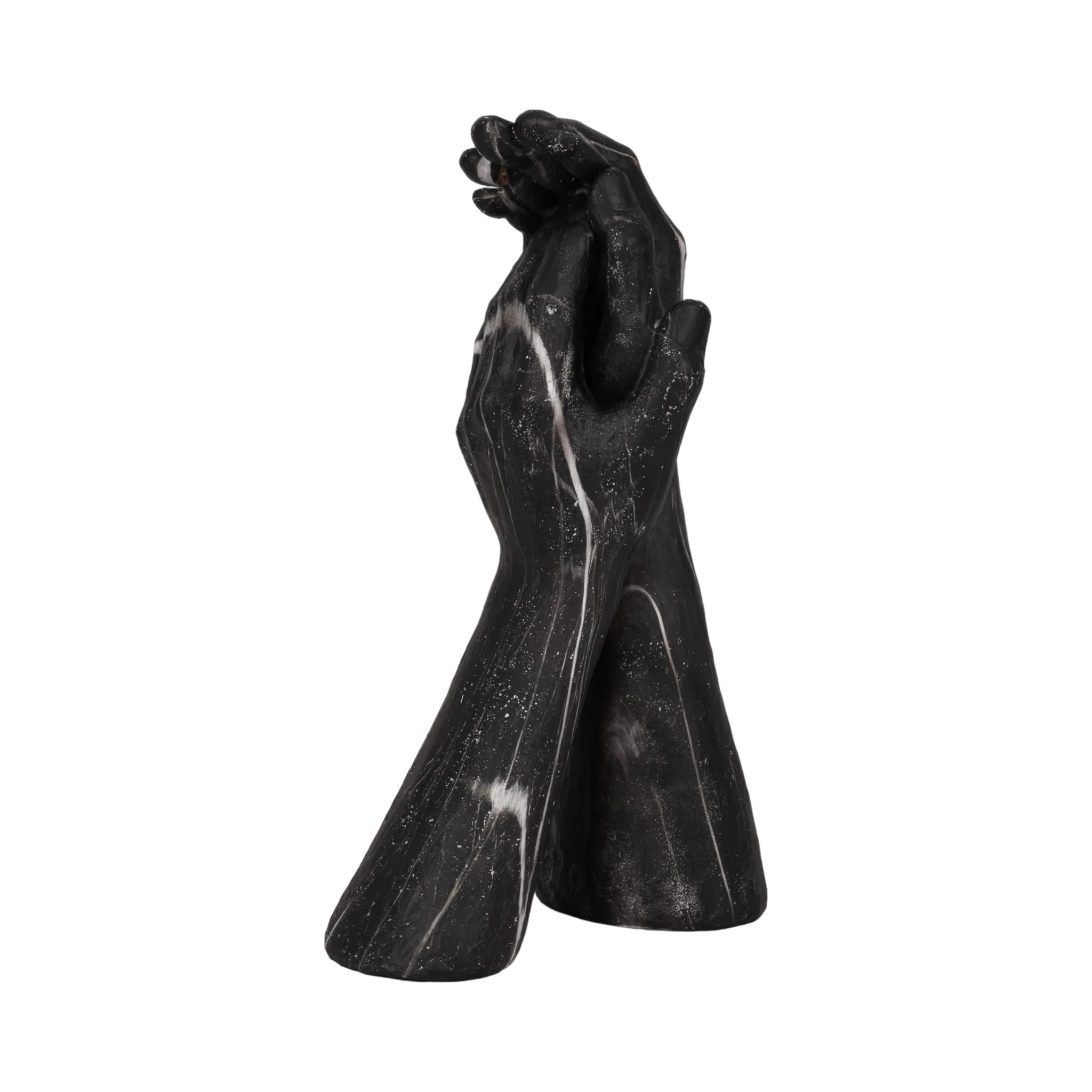 13" Marbled Hands Sculpture, Black/white - Image 2