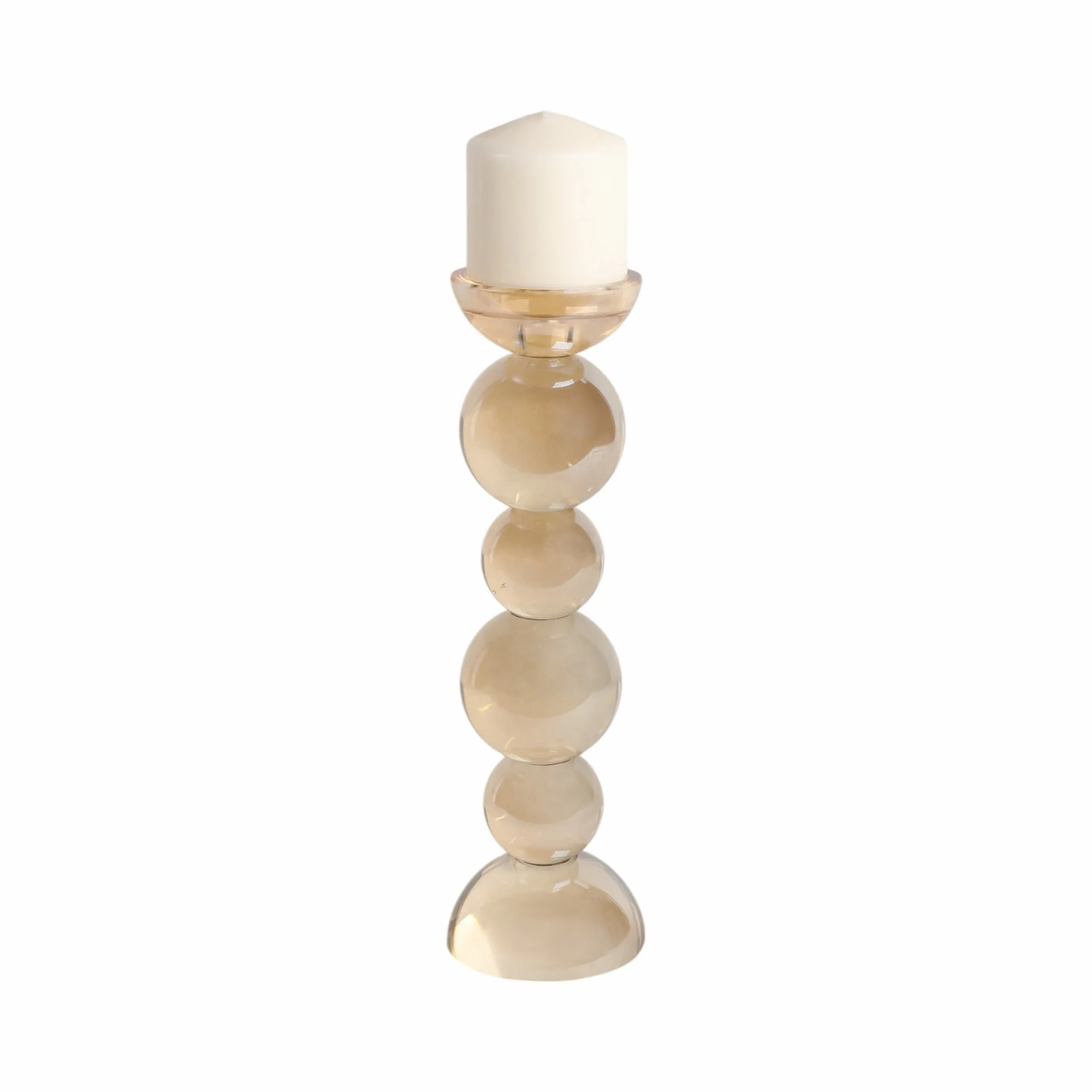 13" Multi Bubble Crystal Candle Holder W/ Taper, A - Image 2
