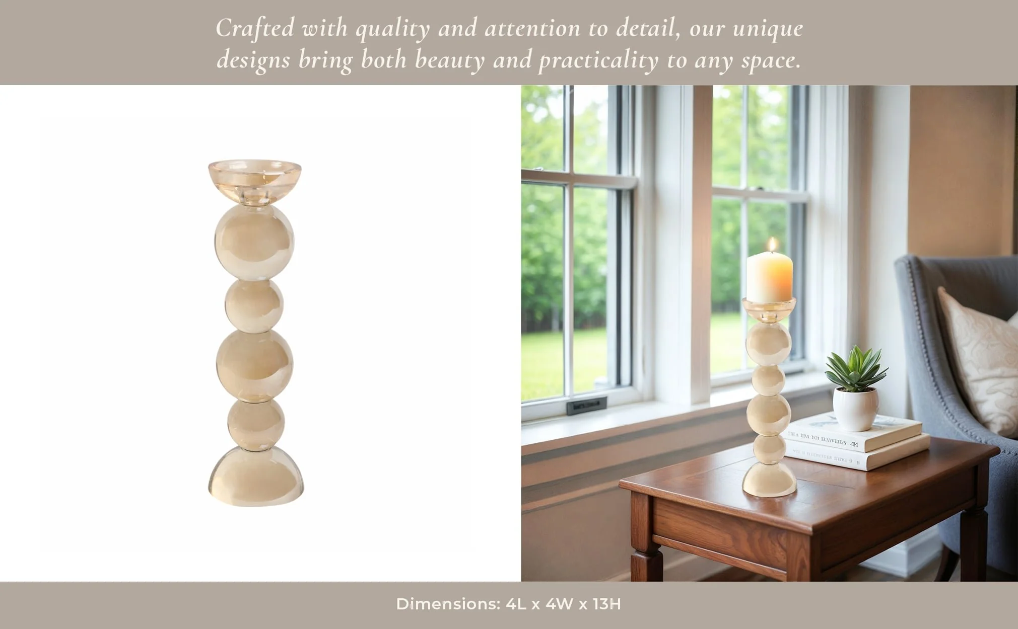 13" Multi Bubble Crystal Candle Holder W/ Taper, A - Image 9