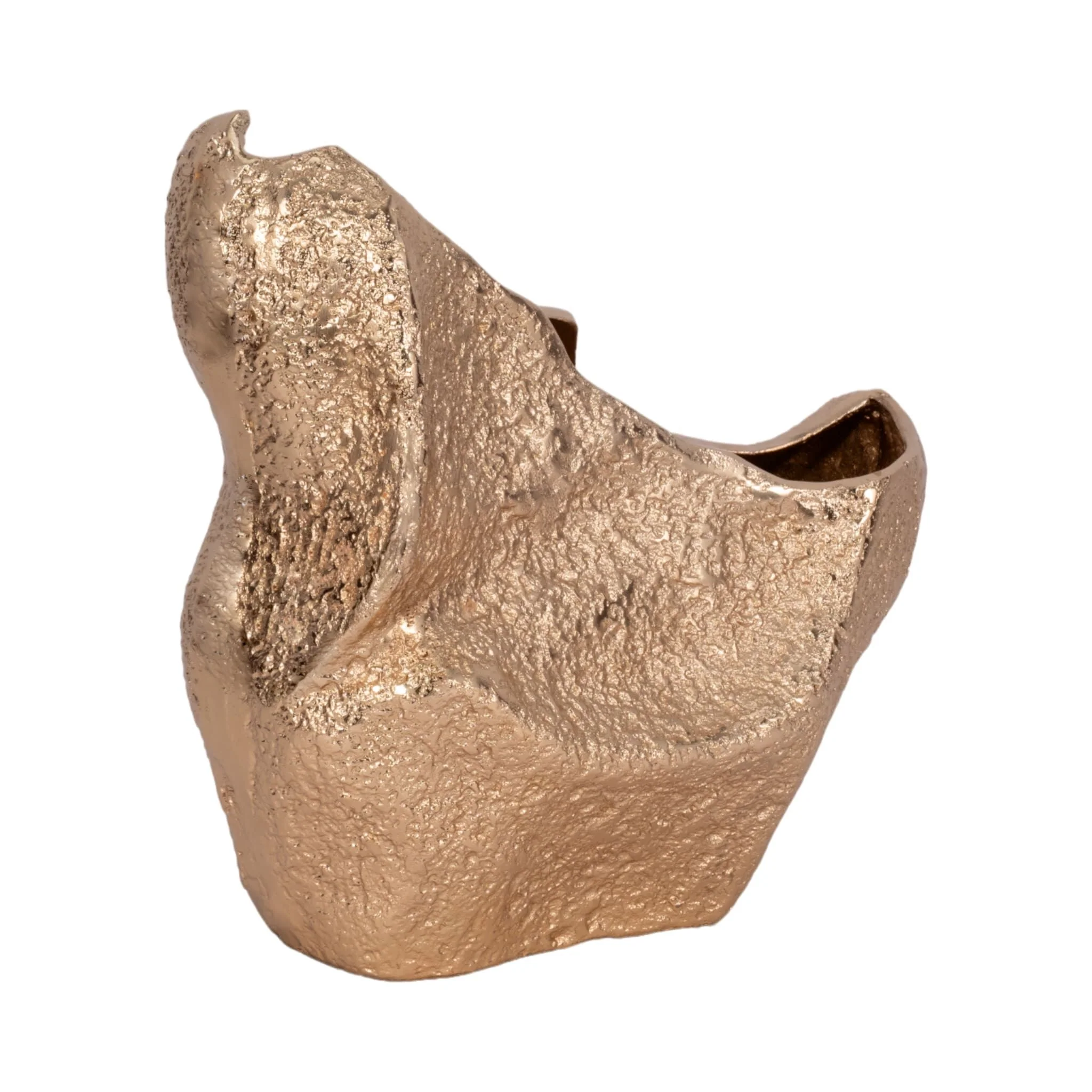 13" Organic Edge Metal Vase, Champagne - Image 3