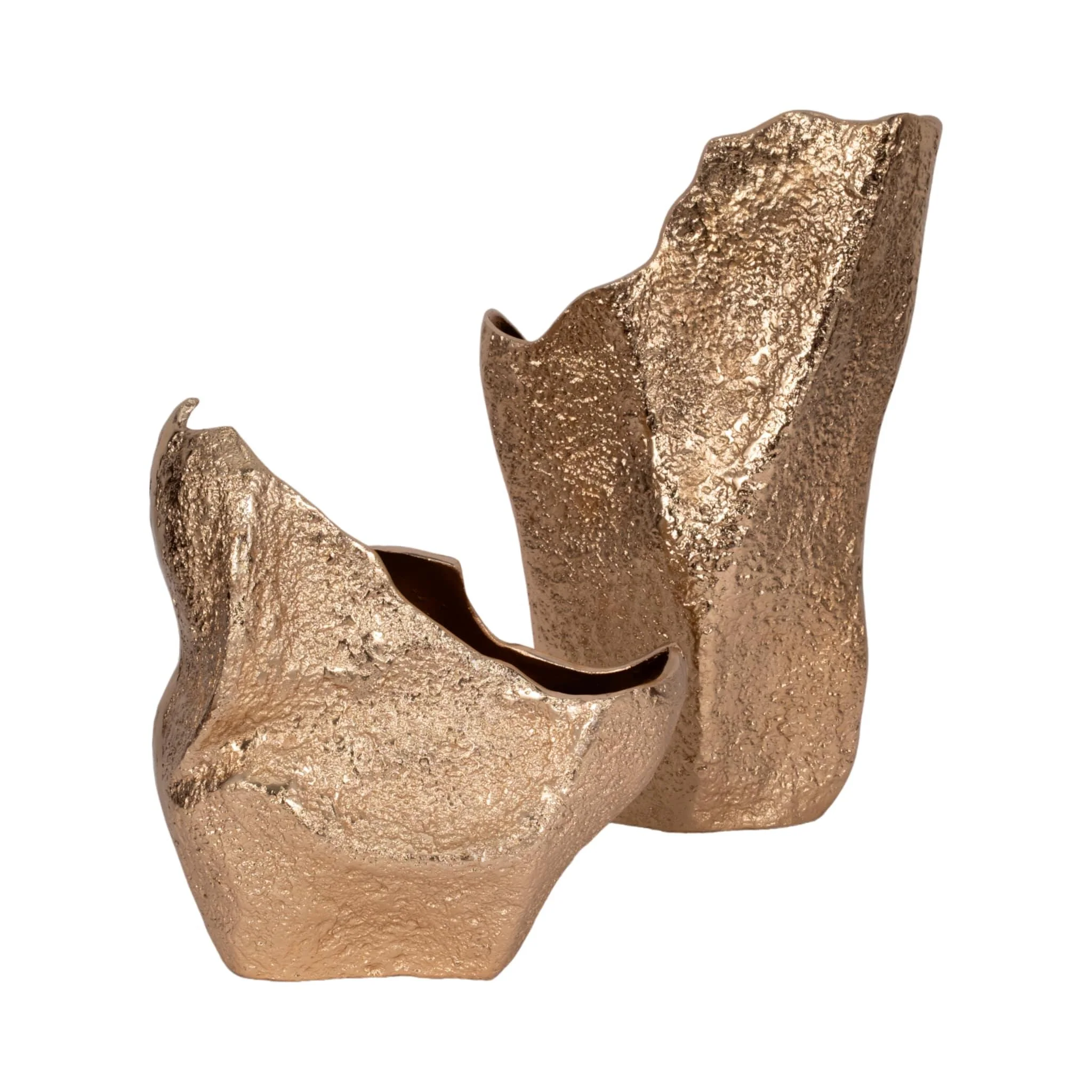 13" Organic Edge Metal Vase, Champagne - Image 8